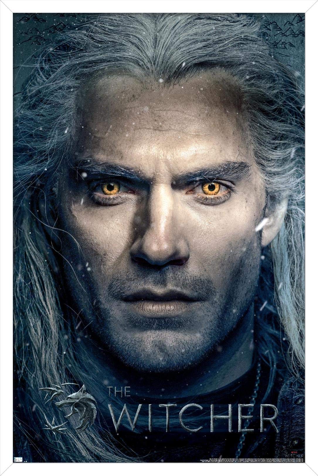 Trends International Netflix The Witcher - Closeup Wall Poster, 22.375'' X 34'', White Framed Version