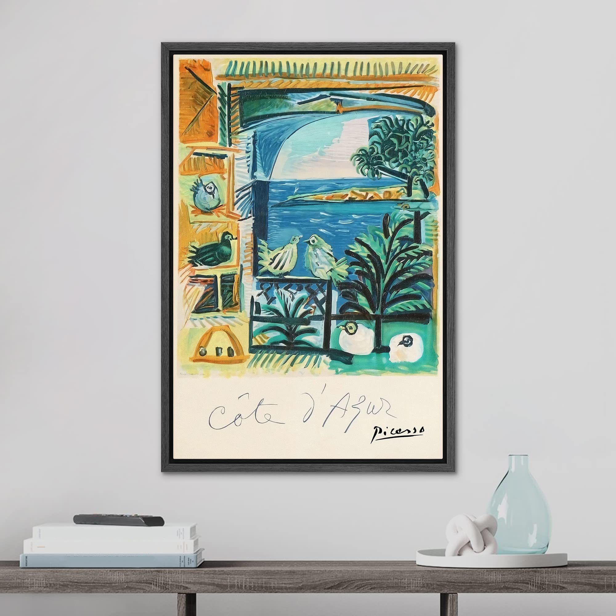 Signleader Framed Canvas Print Wall Art French Riviera By Pablo Picasso Classic Vintage Illustrations Fine Art Decorative Retro