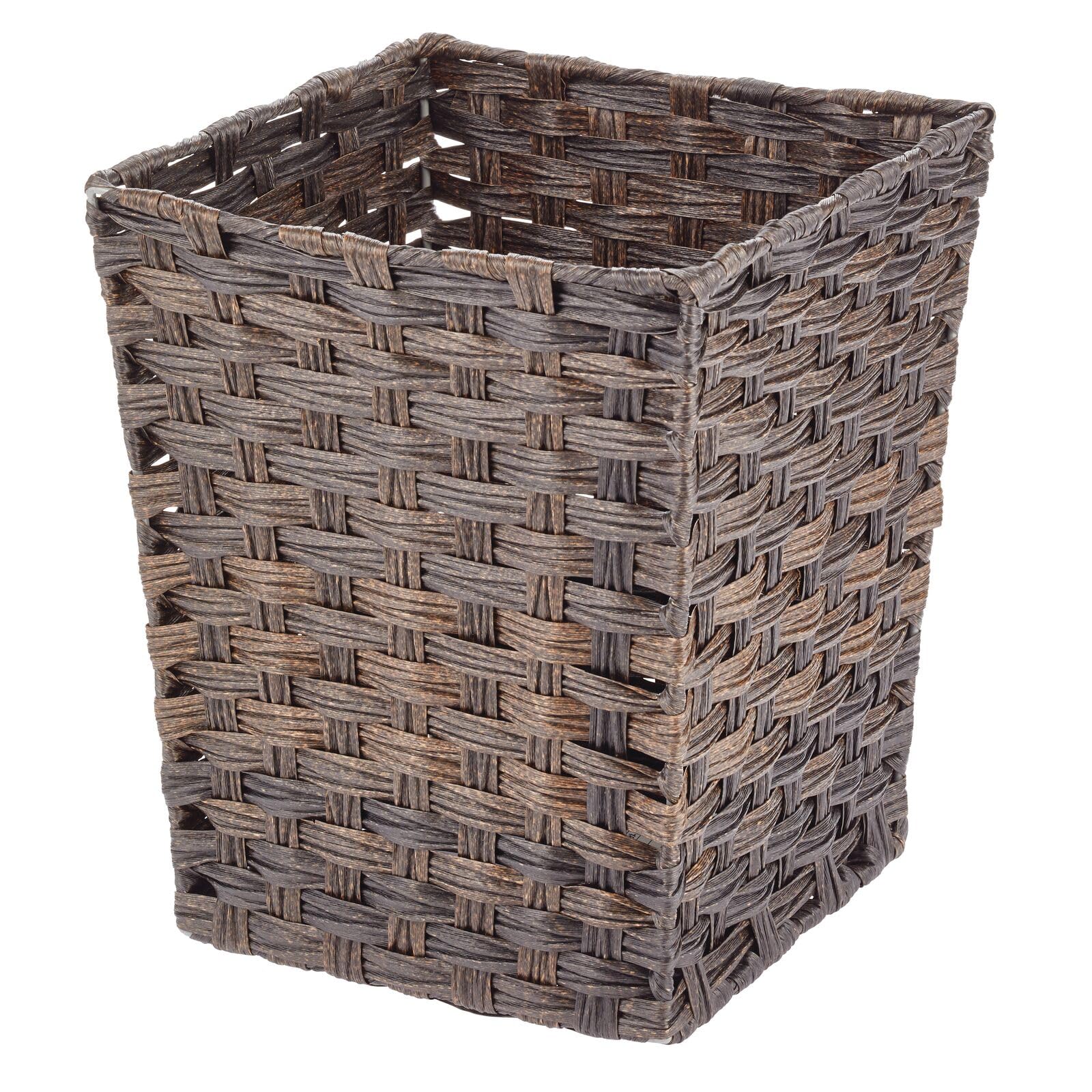 Mdesign Small Woven Basket Trash Can Wastebasket - Square Garbage Container Bin For Bathrooms, Kitchens, Home Offices, Craft, La