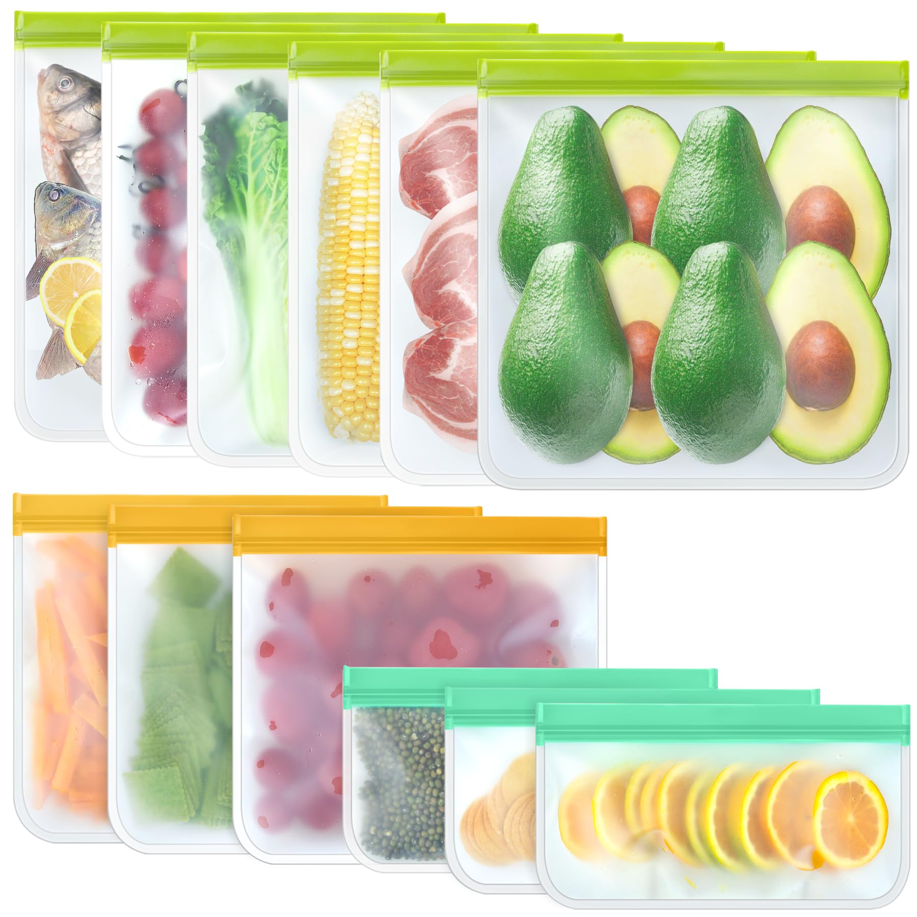 Trouskaig 10 Pack Reusable Sandwich Bags, Silicone Sandwich Bags Reusable, Reusable Silicone Ziplock Bags, Leakproof Sandwich Co