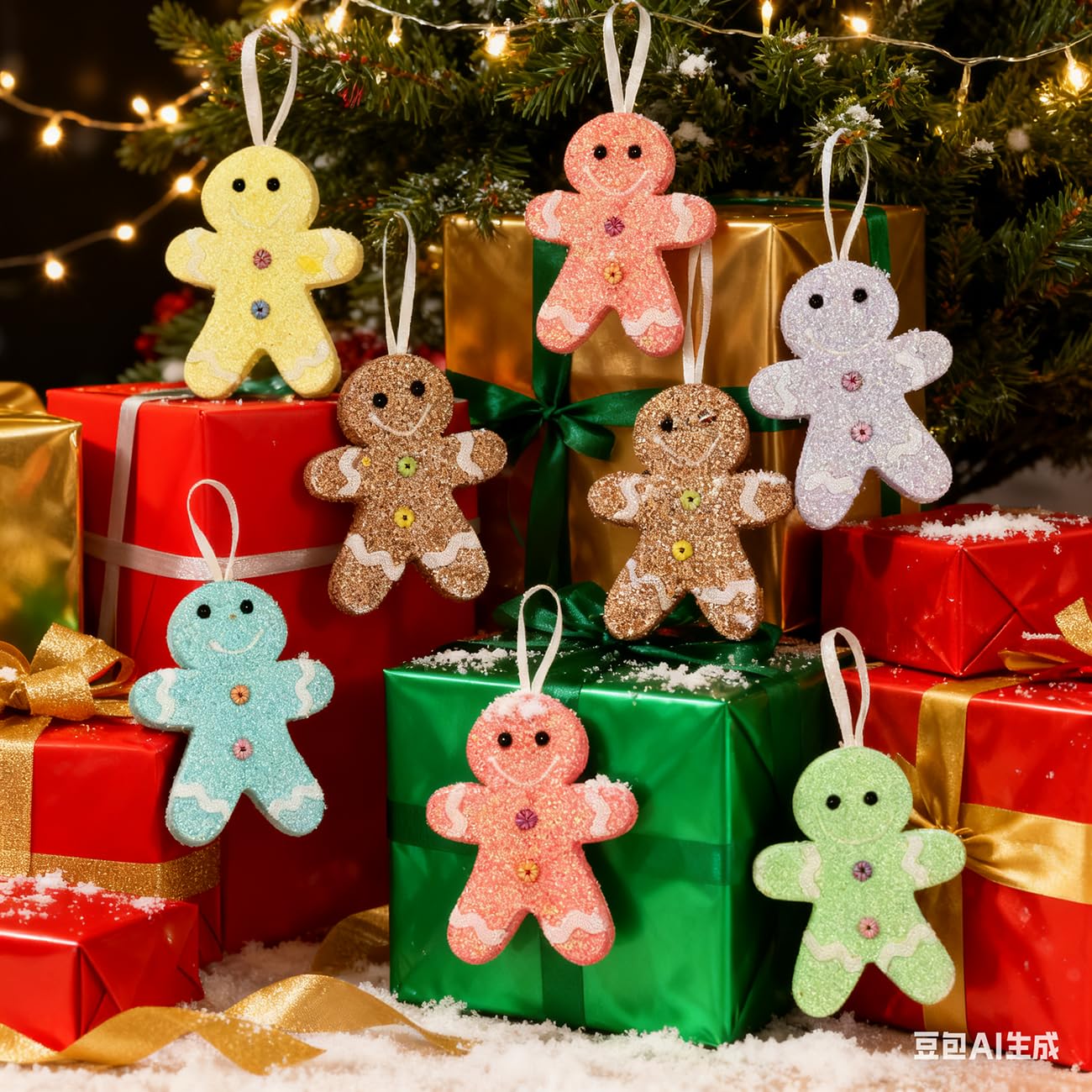 LANGXUN 6pcs Gingerbread Man Candy Land 2025 Xmas Party Suppiles Decoration, Hanging Candy Cane Christmas Tree D  cor, Christmas
