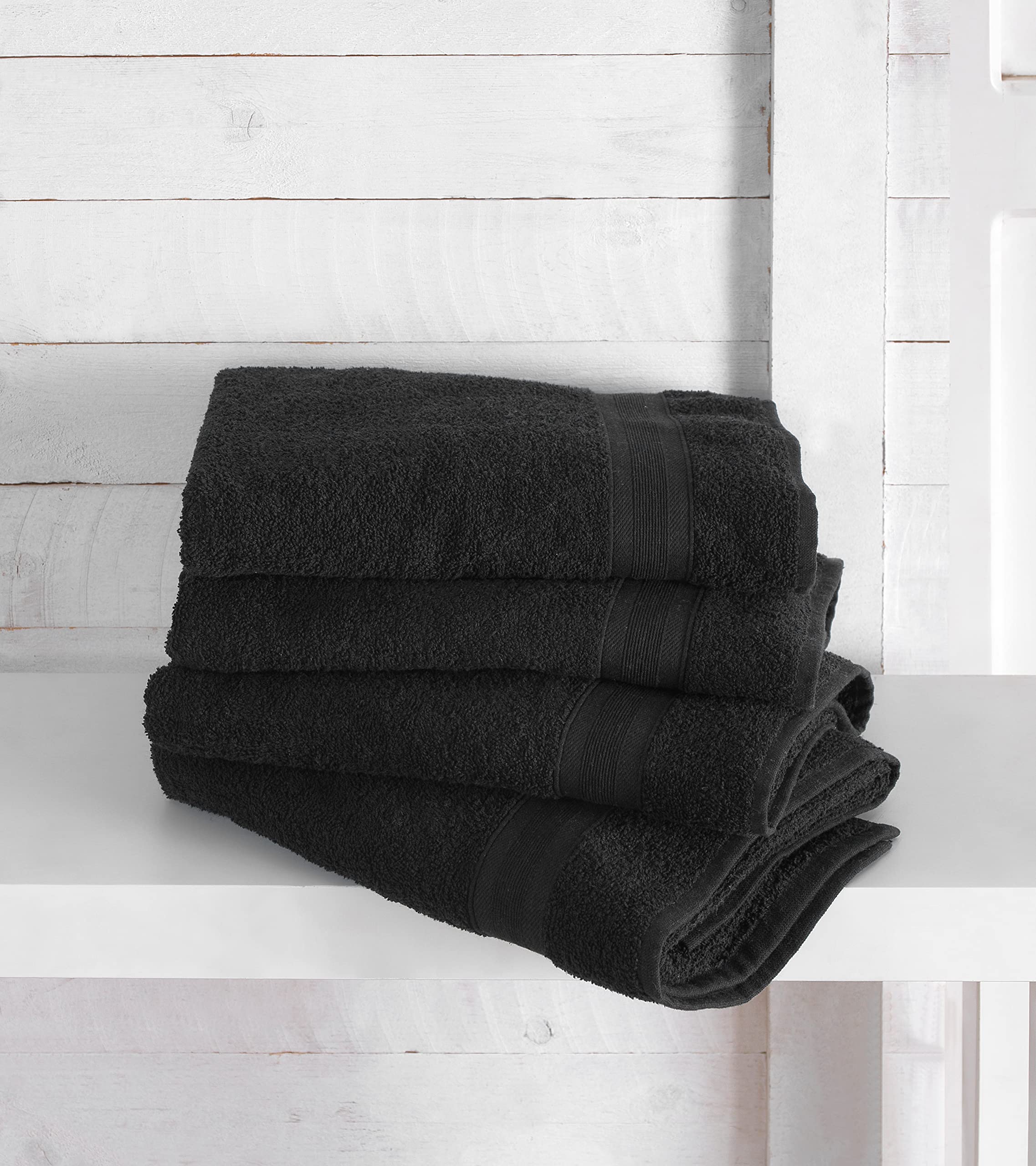 All Desgin Black Bath Towels 27'' x 54'' Quick-Dry High Absorbent 100% Turkish Cotton Towel for Bathroom  Guests  Pool  Gym  Camp  Travel  College Dorm  Shower (Black  4 Pack)