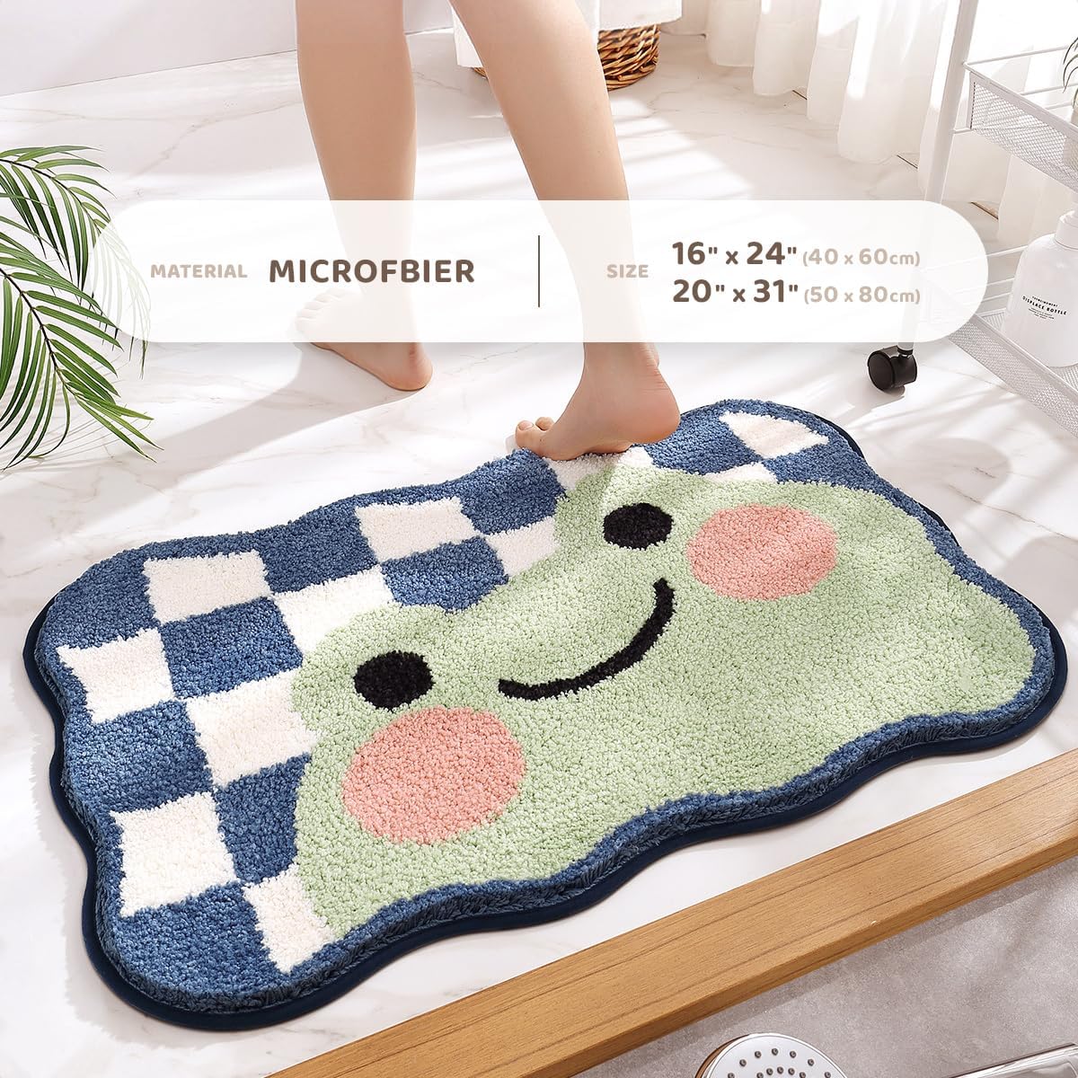 Molesun Frog Bathroom Rug Mat, Extra Soft Absorbent Bath Rug, Non-Slip Comfortable Bath Mat, Animal Carpet For Tub, Shower, Bath