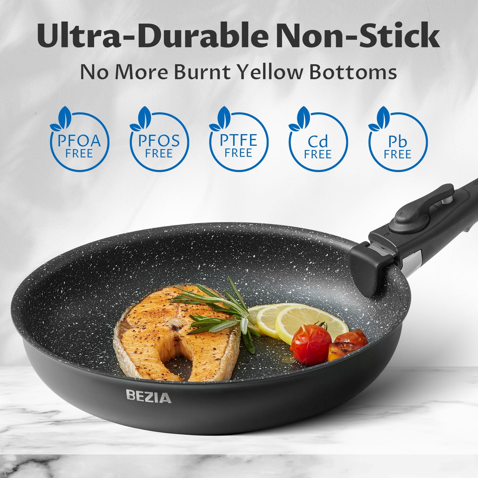 Induction Cookware Set 10 Pieces, Nonstick Pots and Pans Set with Detachable Handles, for All Hobs, Stackable Design, Dishwasher