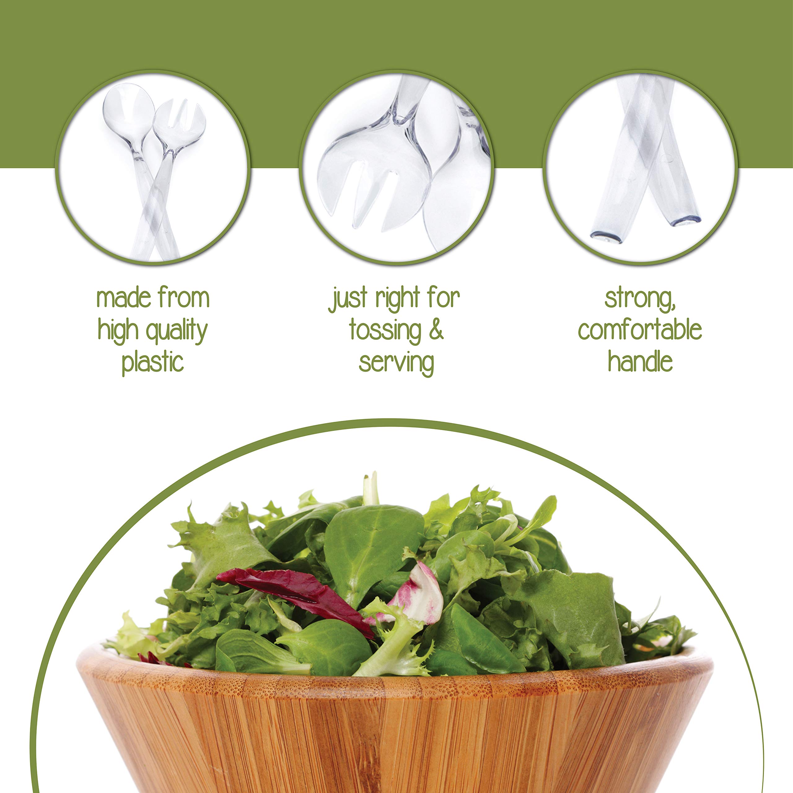 Plasticpro Disposable Plastic Serving Utensils Set of 4 Salad Spoons  And 4 Salad Forks  Clear Heavyweight