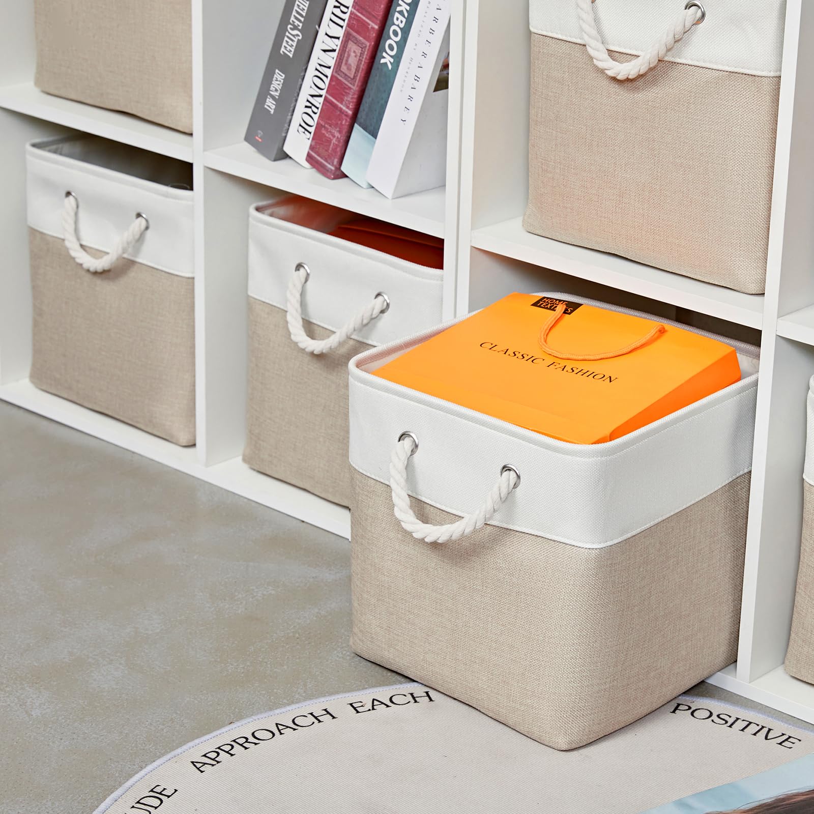 Midmmvick 12 X 12 Inch Cube Storage Bins, 6 Pack Large Collapsible Fabric Storage Bin With Ropes, Foldable Storage Cubes For Hom
