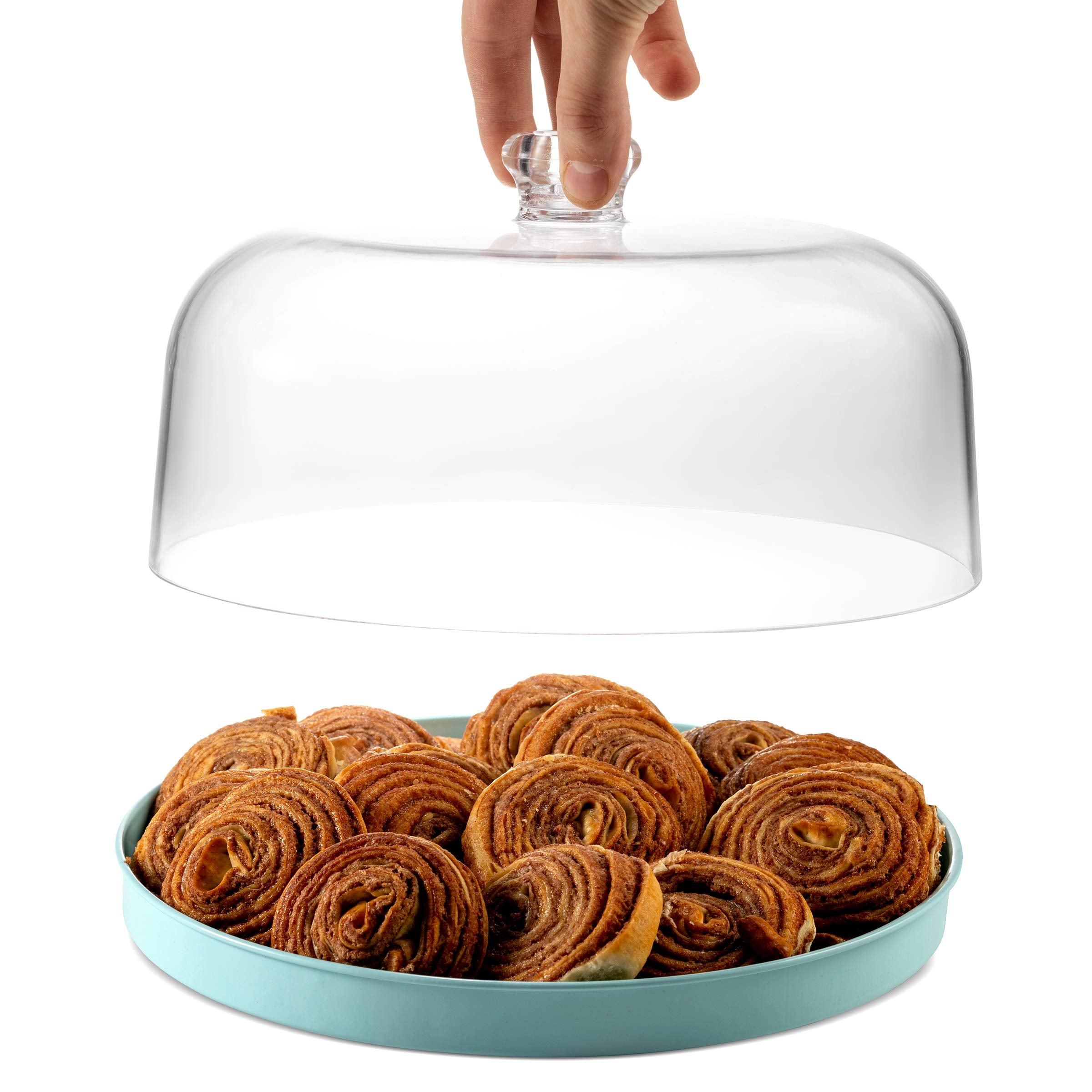 Godinger Cake Stand, Cake Plate Server With Dome, Galvanized Metal Serving Tray And Shaterproof Acrylic Lid