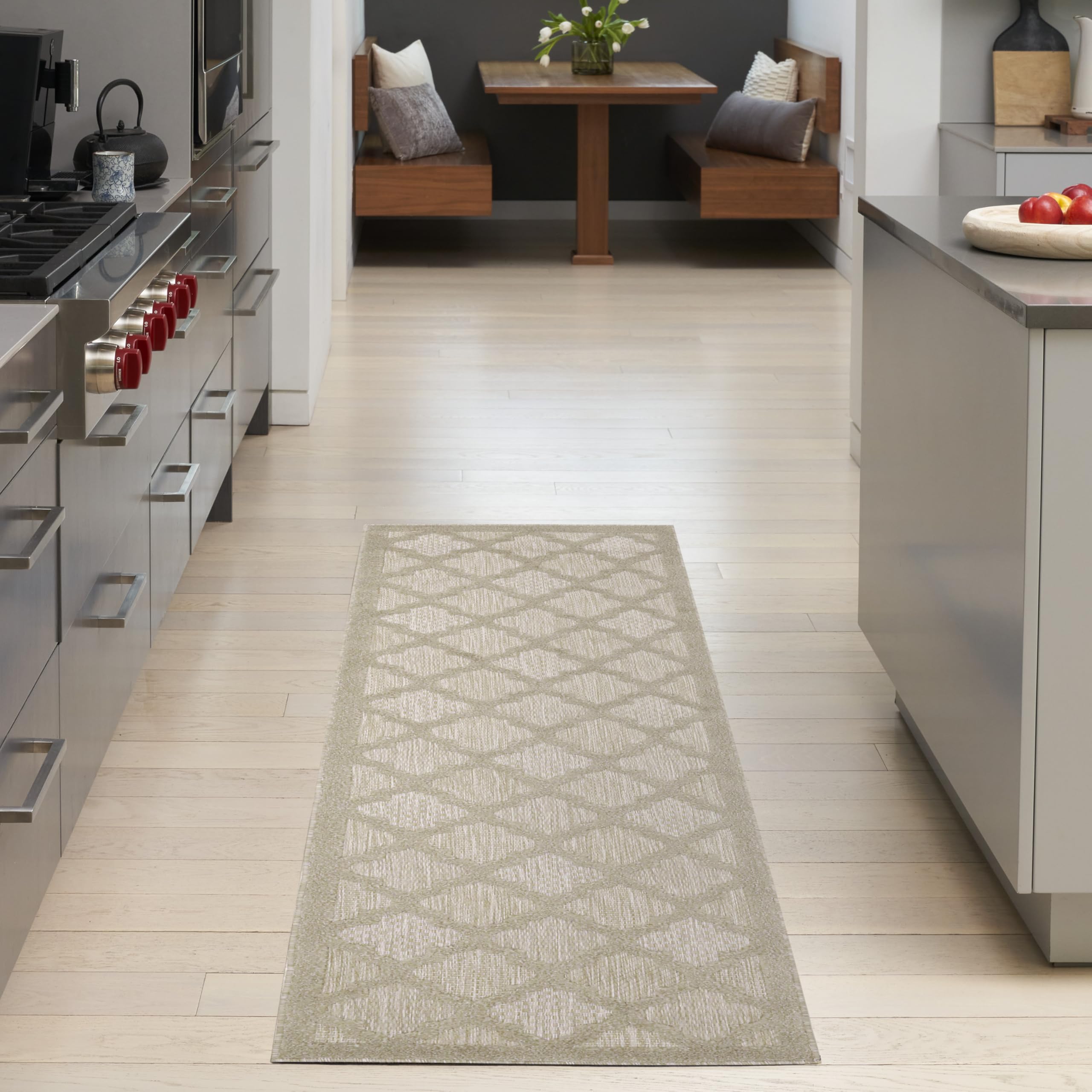 Nourison Easy Care Cream 2 x 6 Area Rug - Easy Clean, Non Shedding, Bed Room, Living Room, Dining Room, Kitchen (6 Runner)