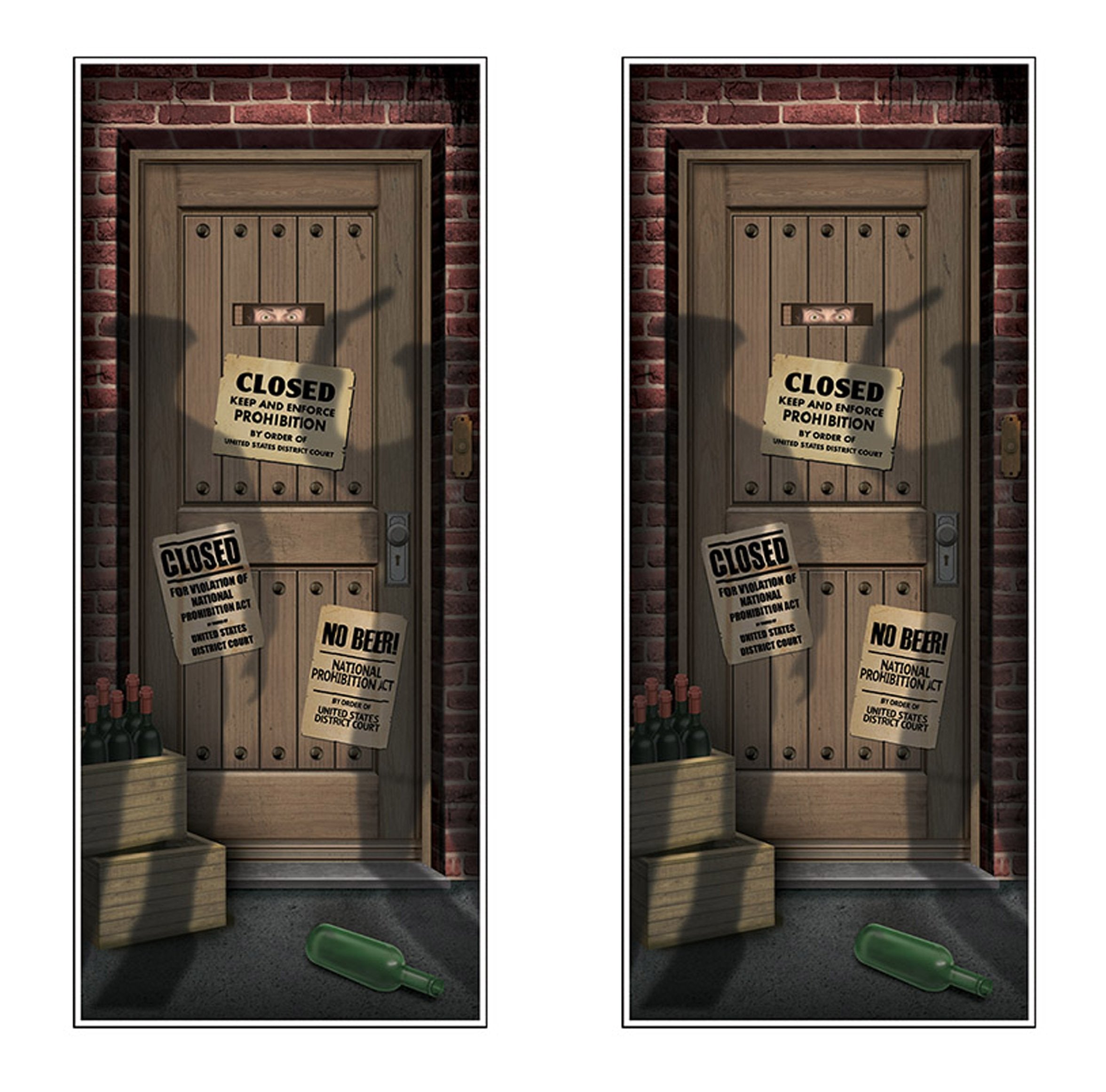 Beistle 2-Pack Speakeasy Door Cover, All-Weather Prohibition Era Hanging Decorations & Roaring 1920s Party Decor for Gatsby Them