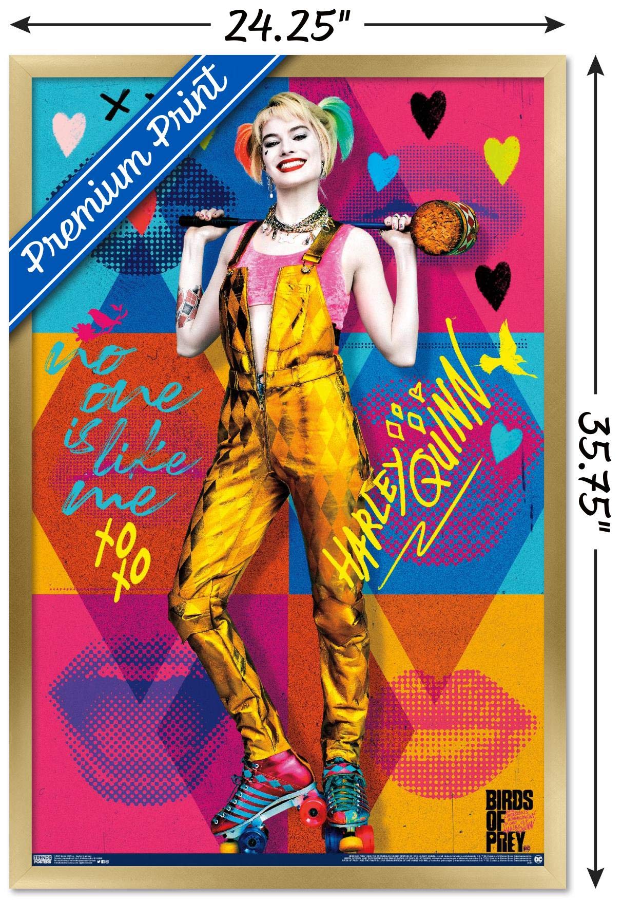 Trends International Dc Comics Movie - Birds Of Prey - Harley Quinn - Hammer Wall Poster, 22.375'' X 34'', Gold Framed Version