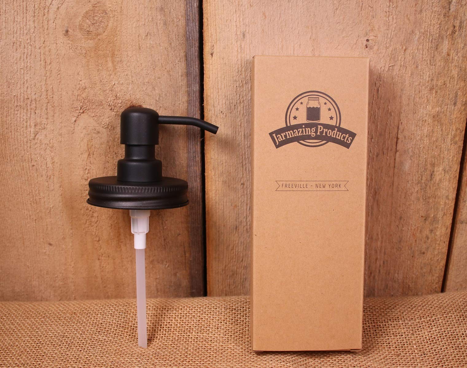 Jarmazing Products Black Mason Jar Soap Dispenser Lids - One Pack - For All Regular Mouth Canning Jars - Made From Rust Proof St