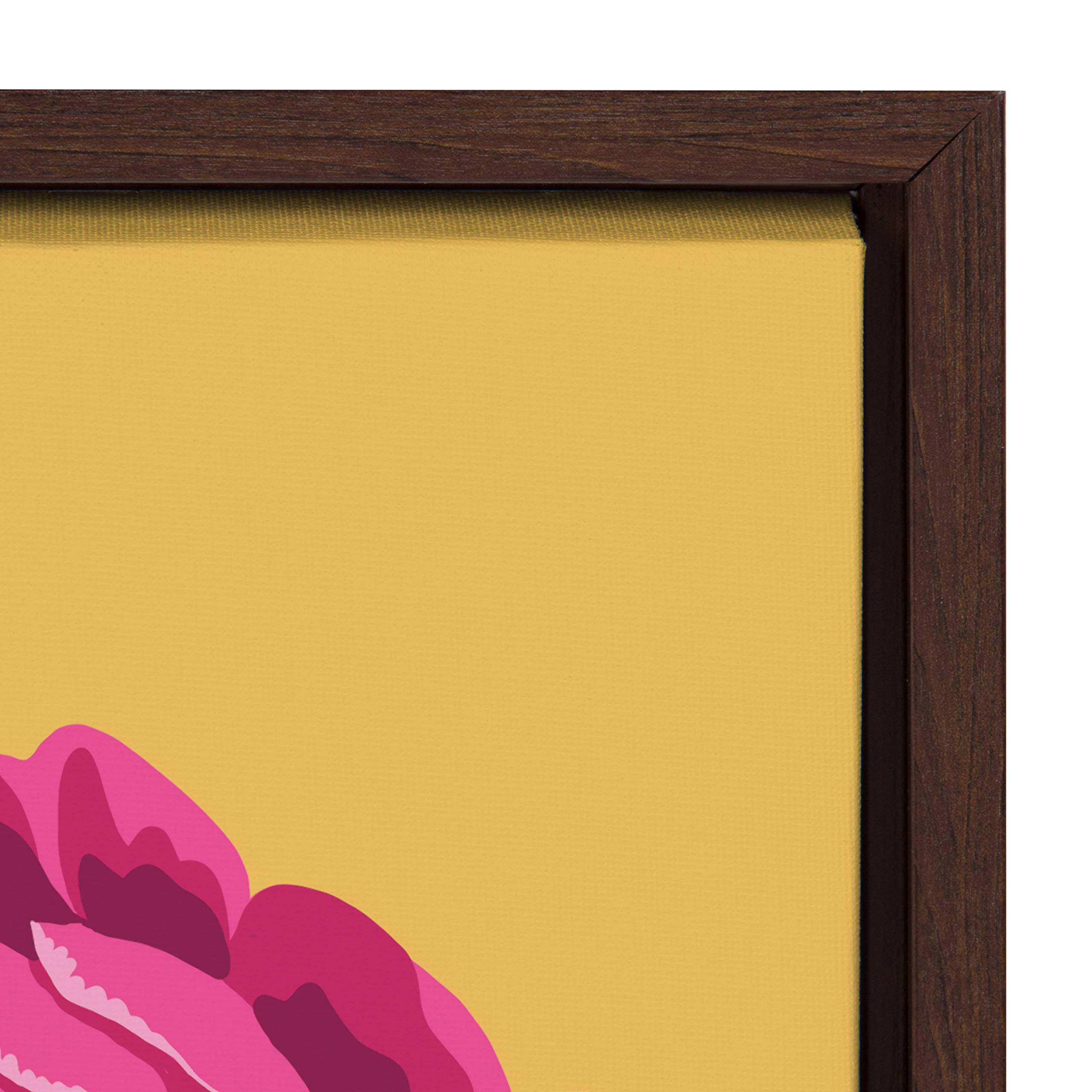 Kate And Laurel Sylvie Bright Peony Framed Canvas Wall Art By Maria Filar, 18X24 Walnut Brown, Natural Floral Art For Wall