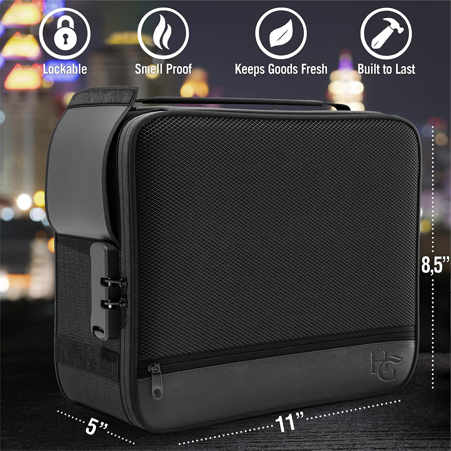 Herb Guard Xl Smell Proof Bag & Airtight Case With Combination Lock (Container Holds Up To 5 Ounces) - Includes Ykk Zippers, 250