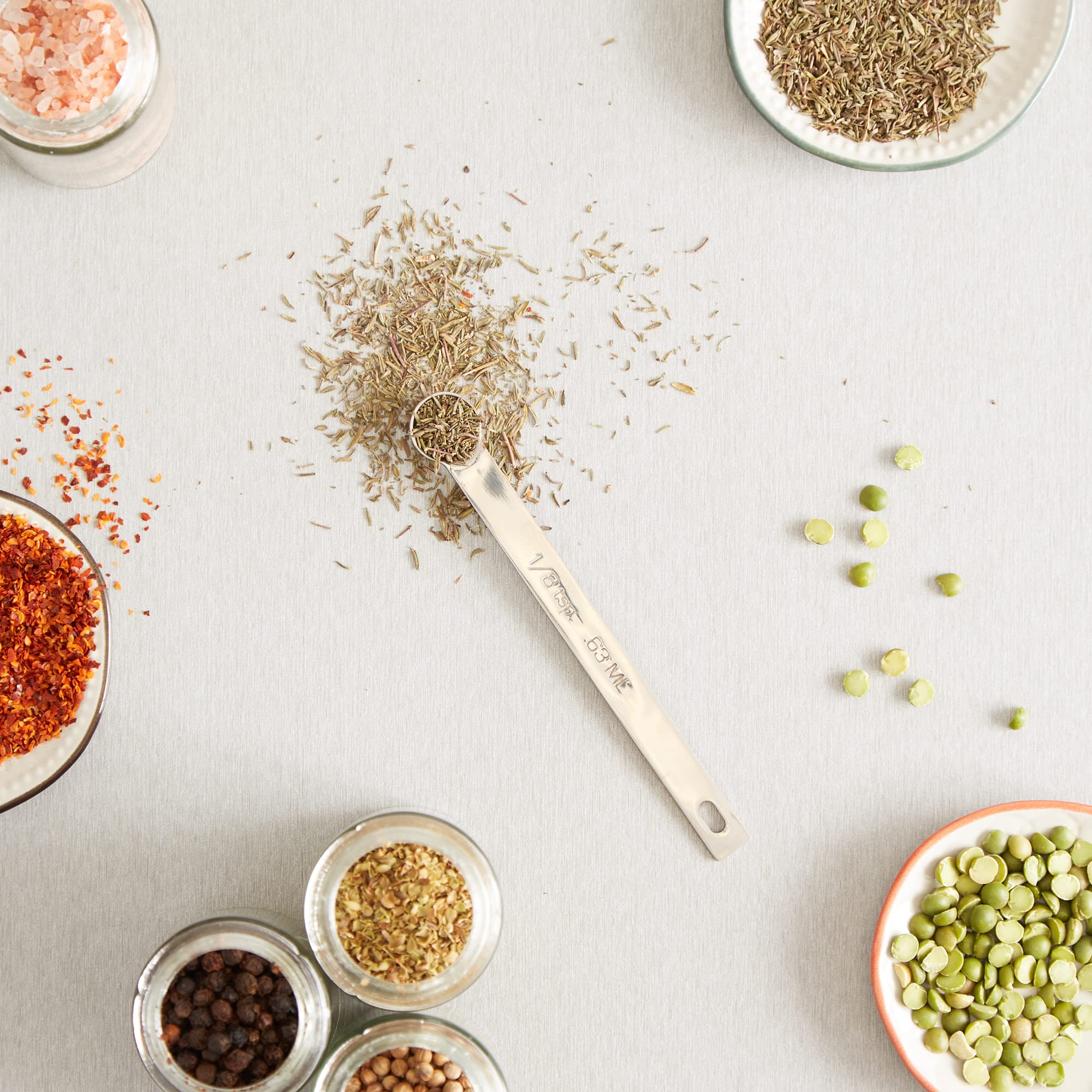 Rsvp International Endurance Kitchen Collection Open Stock Measuring Spoon, Stainless Steel, Dishwasher Safe, 0.125-Teaspoon