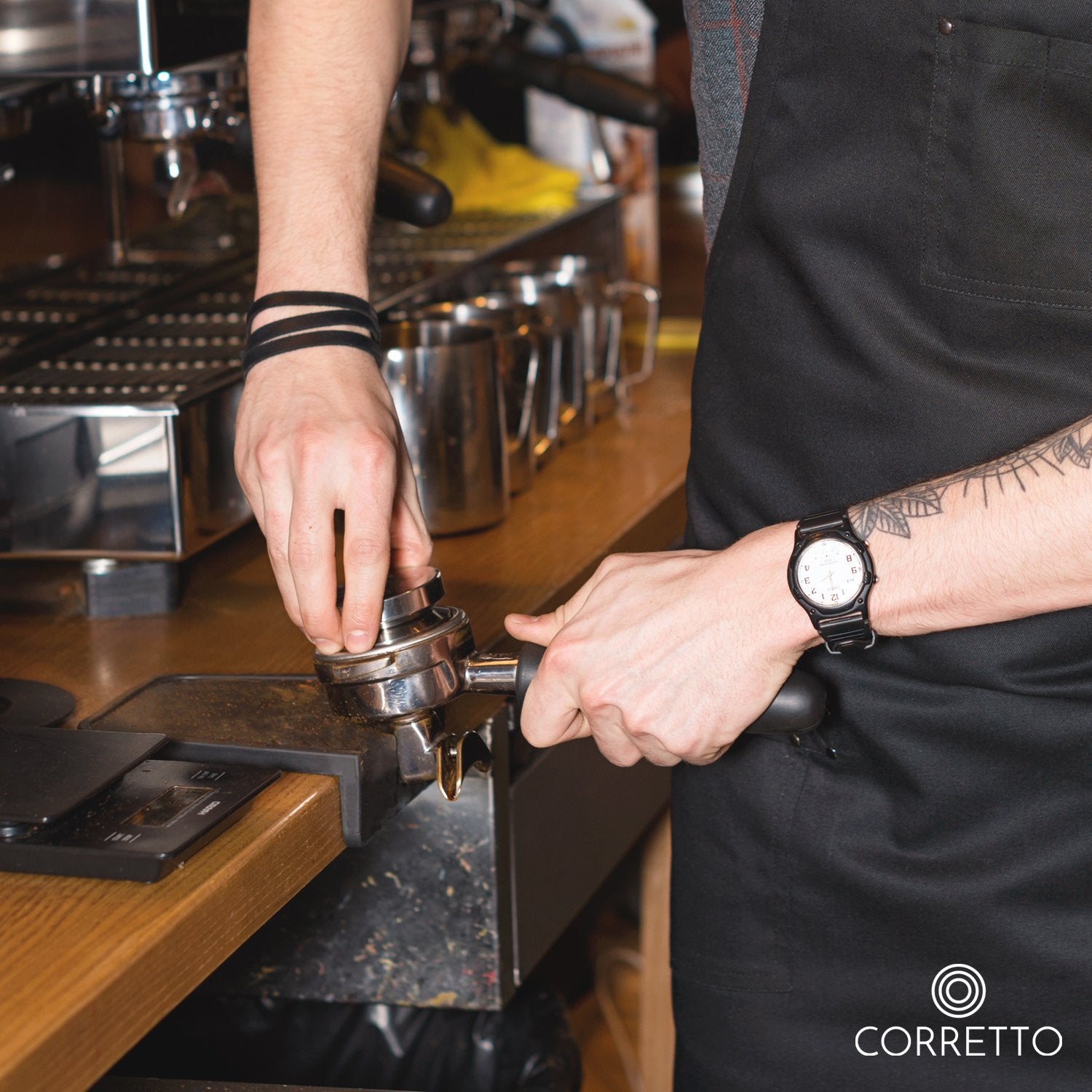 Corretto Espresso Tamping Mat - Luxury High-Grip And Food-Safe Black Silicone Corner Tamper And Packing Mat To Protect Your Work