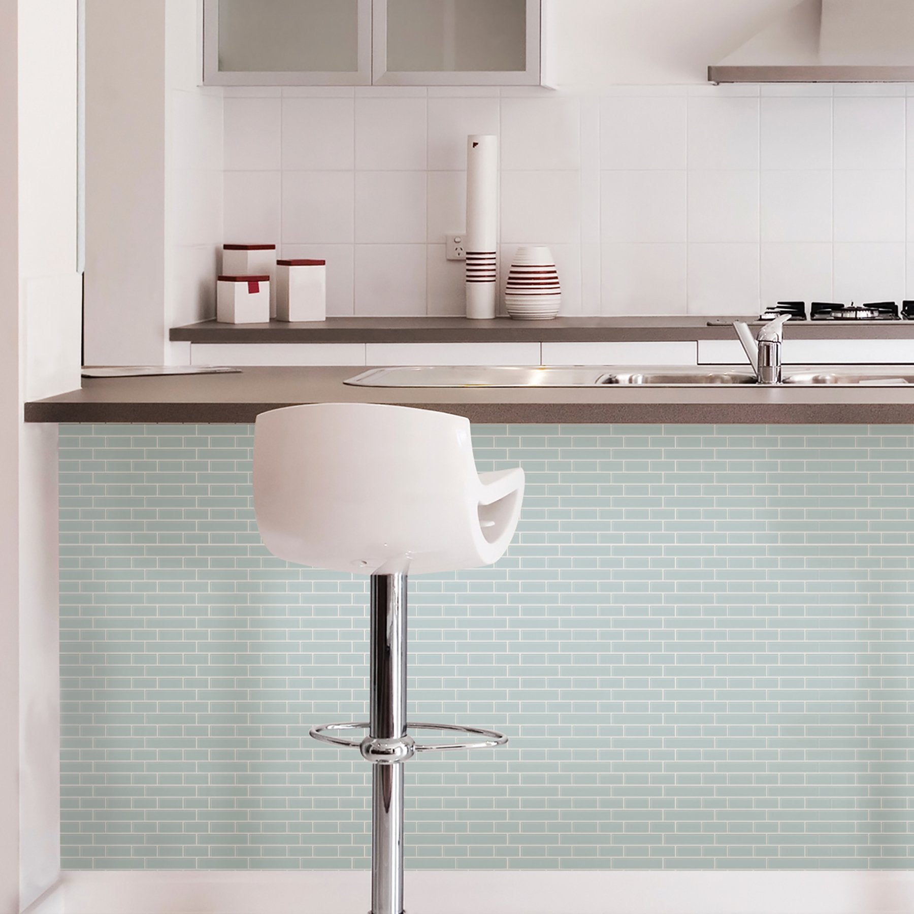 In Home Nh2361 Sea Glass Peel & Stick Backsplash Tiles, Blue