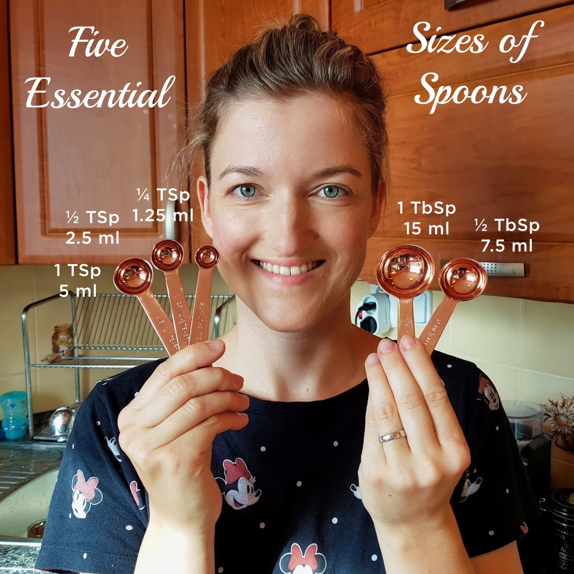 Simpler Life Copper Measuring Cups and Spoons Set of 9 - Luxurious Gift Packaging for 7th Anniversary, Rose Gold Stainless Steel