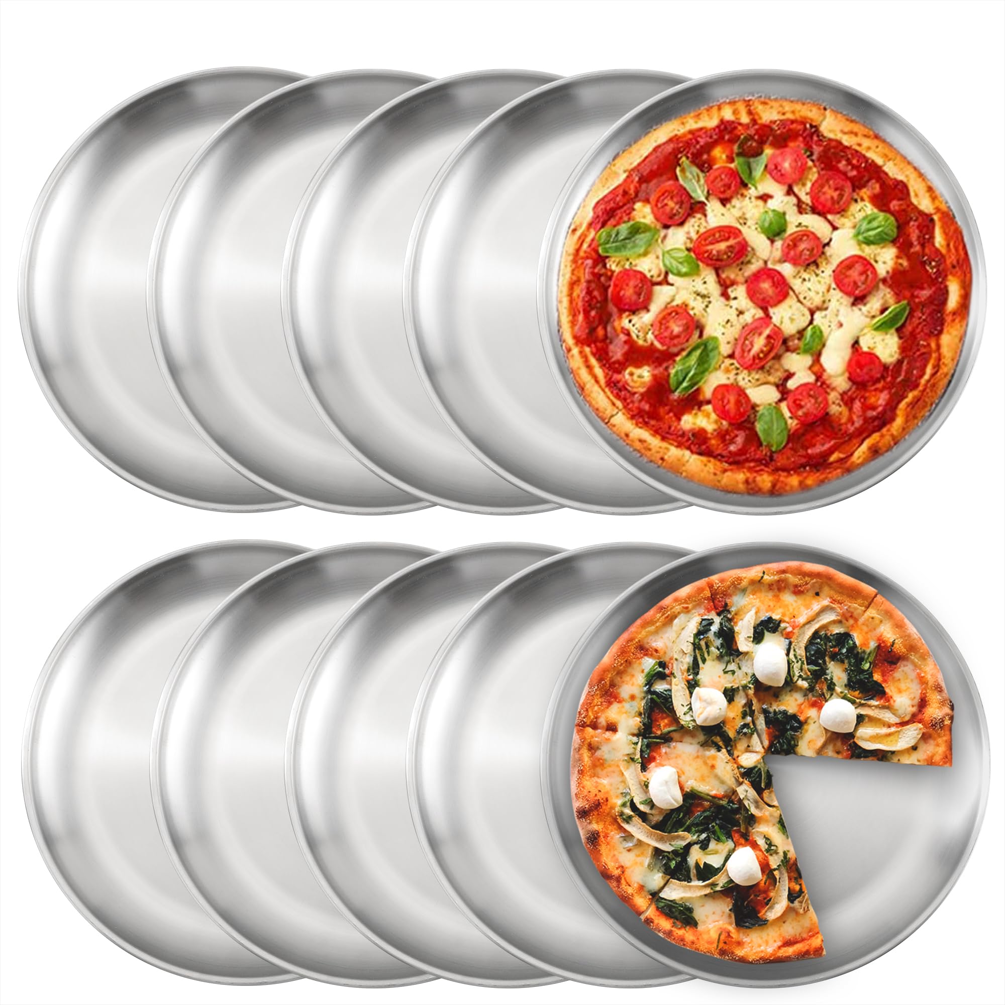 KEJJNYER 10 Pack 8 inch Stainless Steel Pizza Pan, Non Stick
