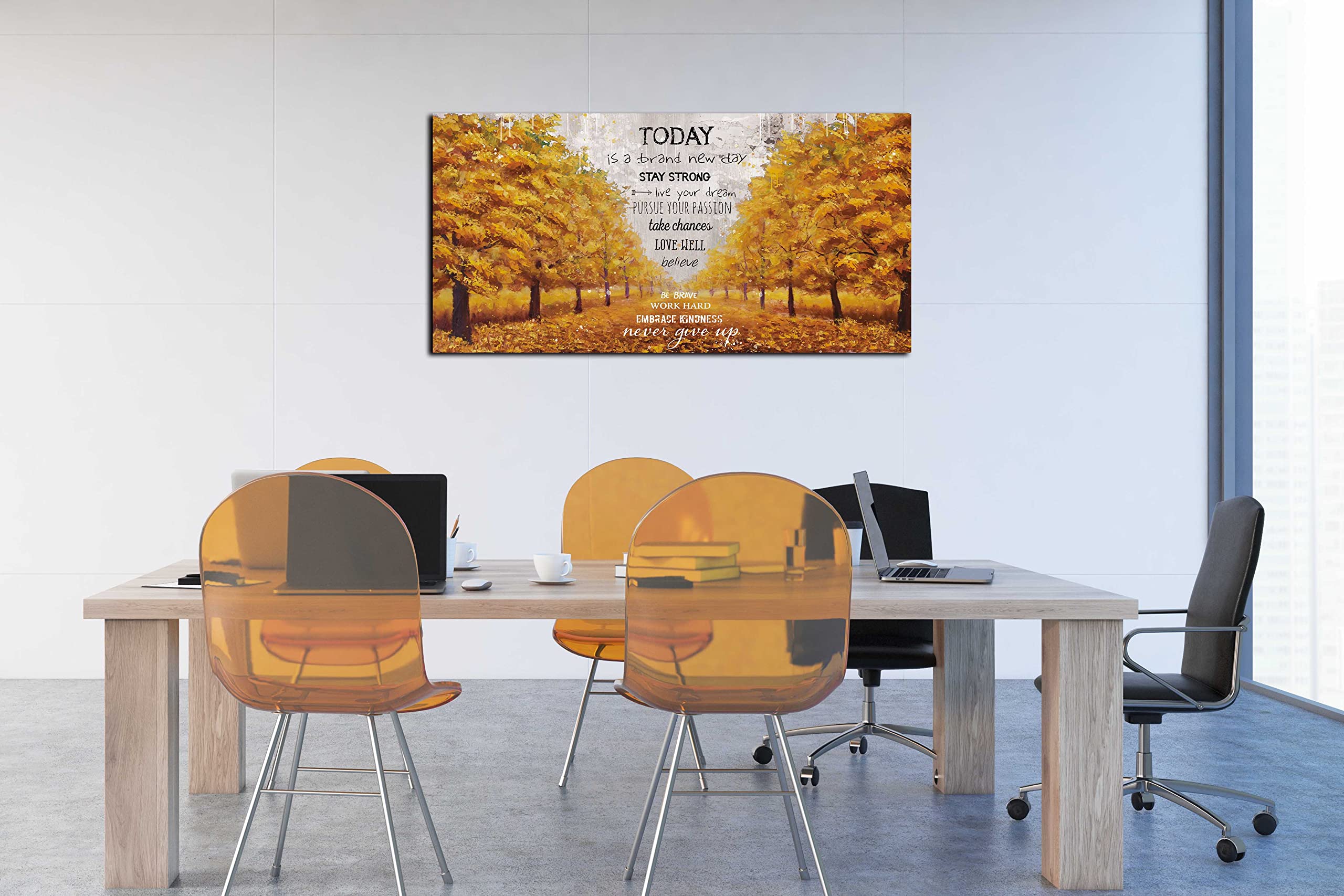 Motivational Canvas Wall-Art - Yellow Wall Decor - Inspirational Posters For Office Ready To Hang Size 20 '' x 40 ''