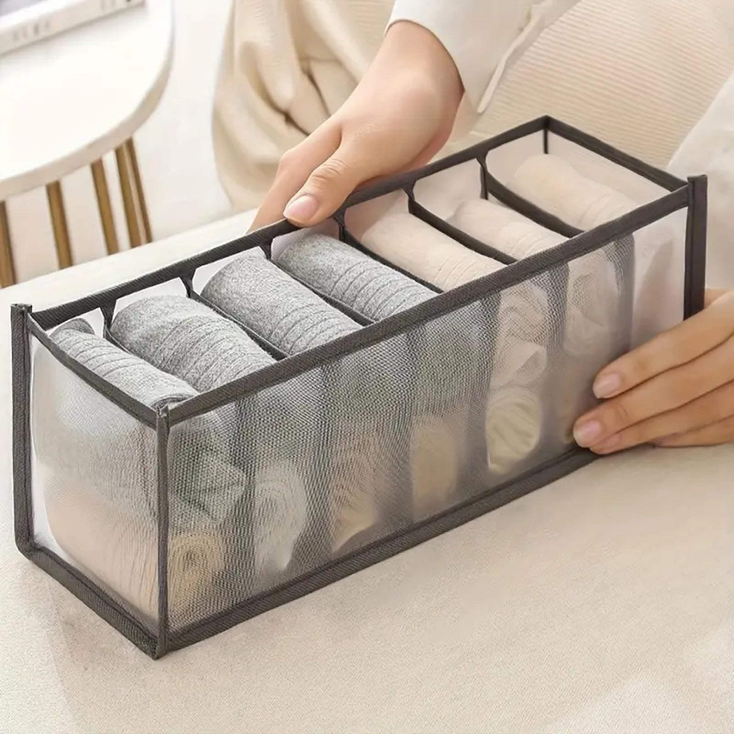 Atorakushon Socks Organizer 1 Pack, Undergarments Drawer Organizer, Divider, Cabinet Closet Organizers And Storage, Mesh Foldabl