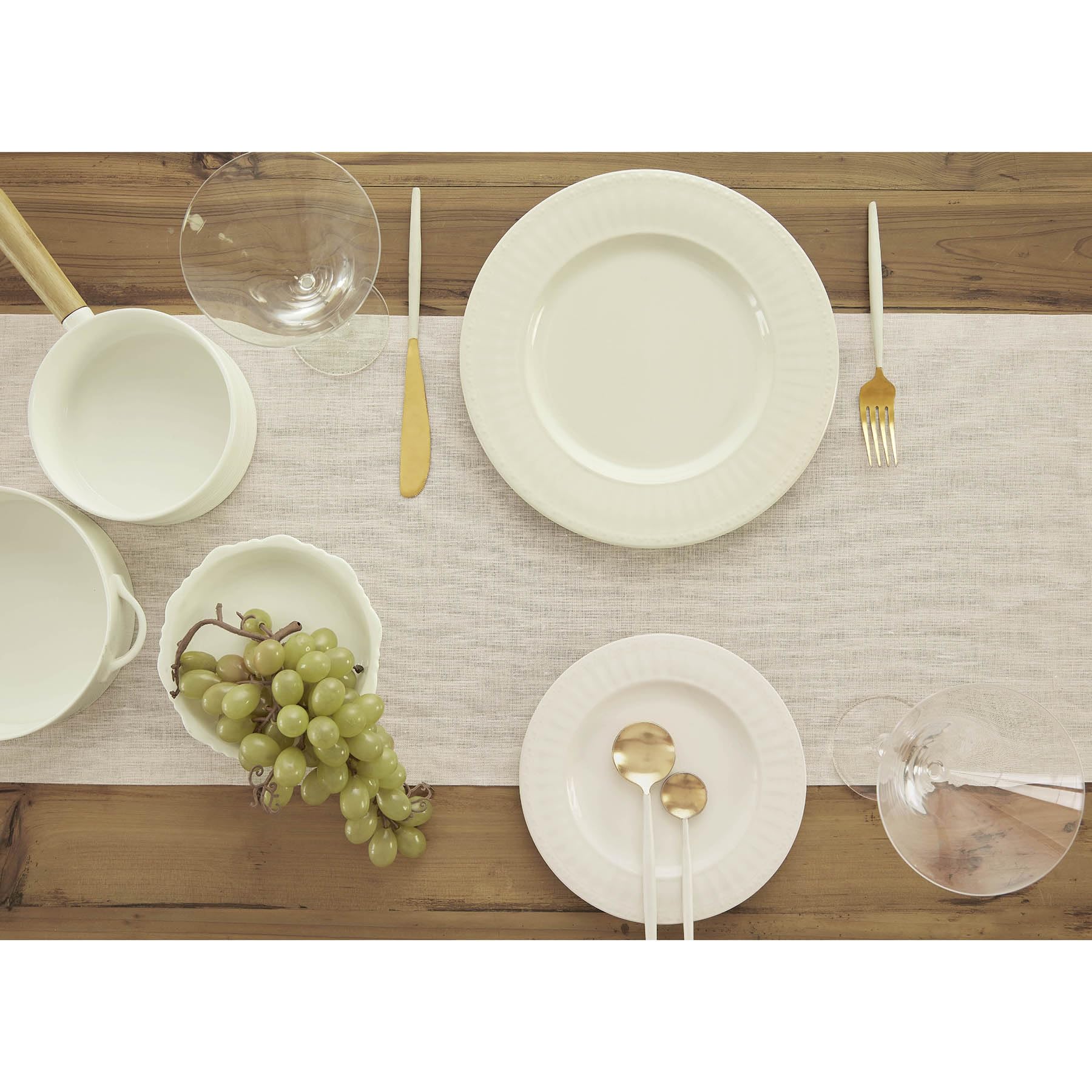 Solino Home Linen Table Runner 144 Inches Long - 100% Pure Linen Light Natural Table Runner 14 X 144 Inch - Machine Washable Din