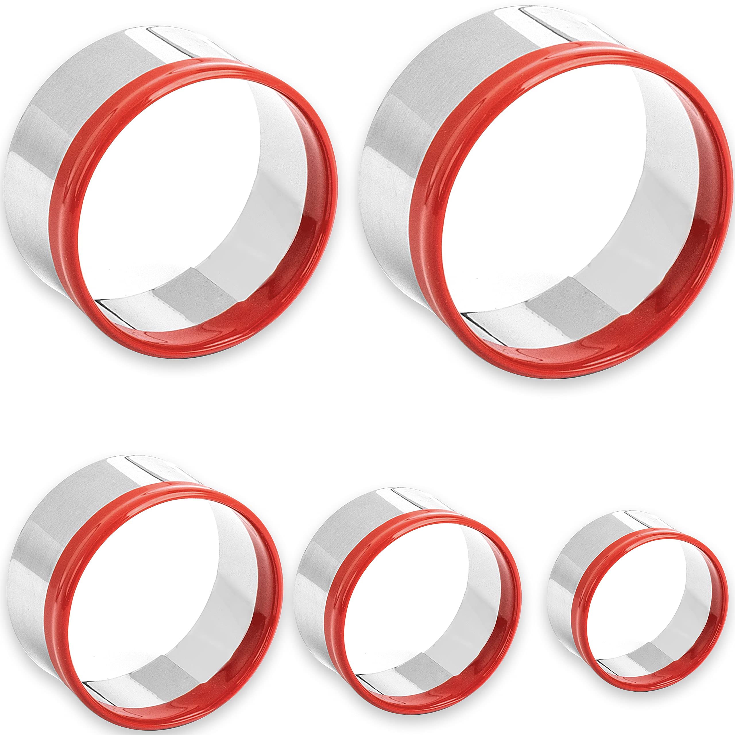 5 Pcs Round Circle Cookie Cutters 1.9'', 2.3'', 2.7'', 3.1'', 3.5'', 0.4Mm Thickness Heavy Duty Food-Grade Stainless Steel, Bisc