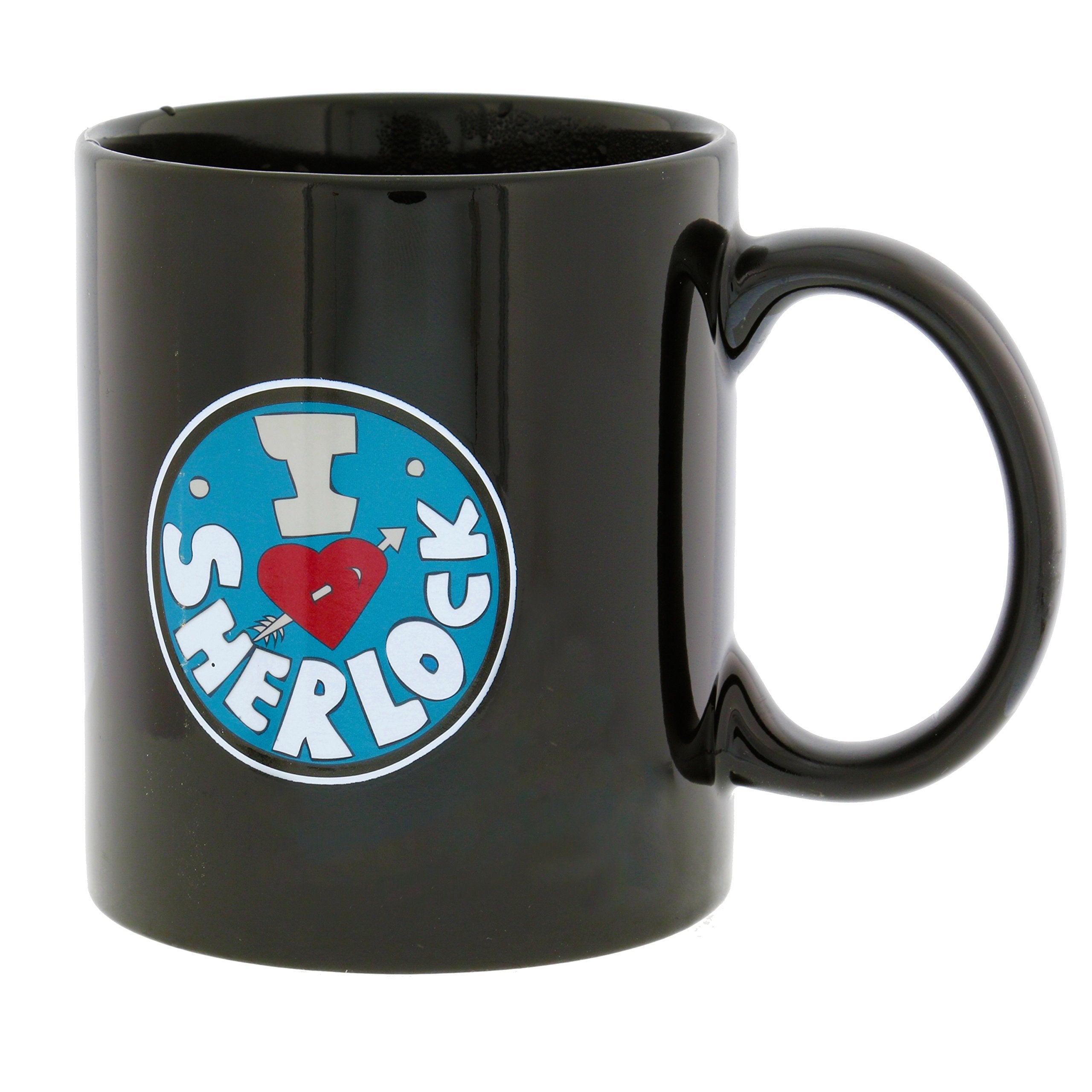 Sherlock Holmes ''I Heart Sherlock'' 12-Ounce Heat-Reveal Mug - Ceramic Cup For Hot Coffee  Tea  Cocoa - Heat-Activated Color-Changing Graphics - Track Drink Temperature - Licensed BBC Show Item