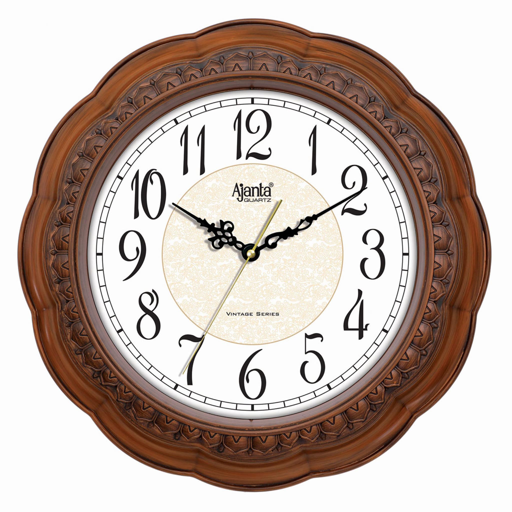Ajanta Wall Clock For Home And Offices Silent Sweep Movement 14 Inches Analog Wall Clock Wall Watch (Teak_36 X 36 X 4 Cm), Plast