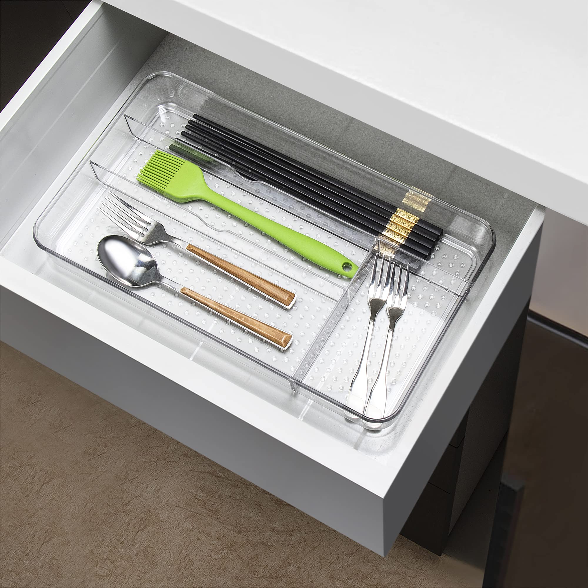 Lonian Cutlery Tray, No-Slip Drawers Organizer For Utensils Storage And Organising In Kitchen, Cosmetic Tray For Dressing Table