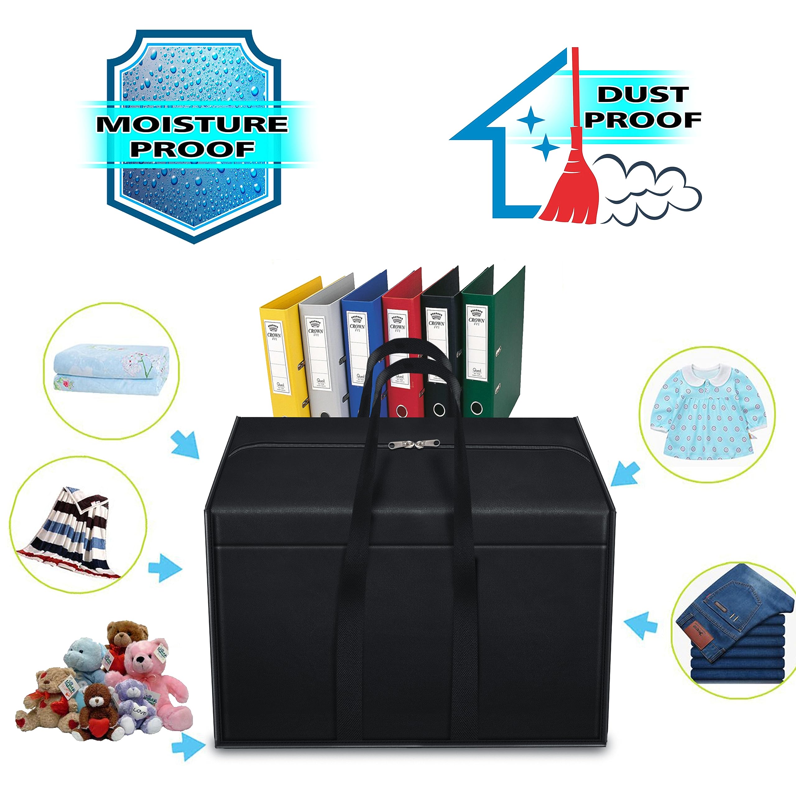 Storite 10 Pack Nylon 85 L Moisture Proof Multi-Purpose Underbed Storage Bag/Clothing Storage Organiser/Toy Storage/Stationery P