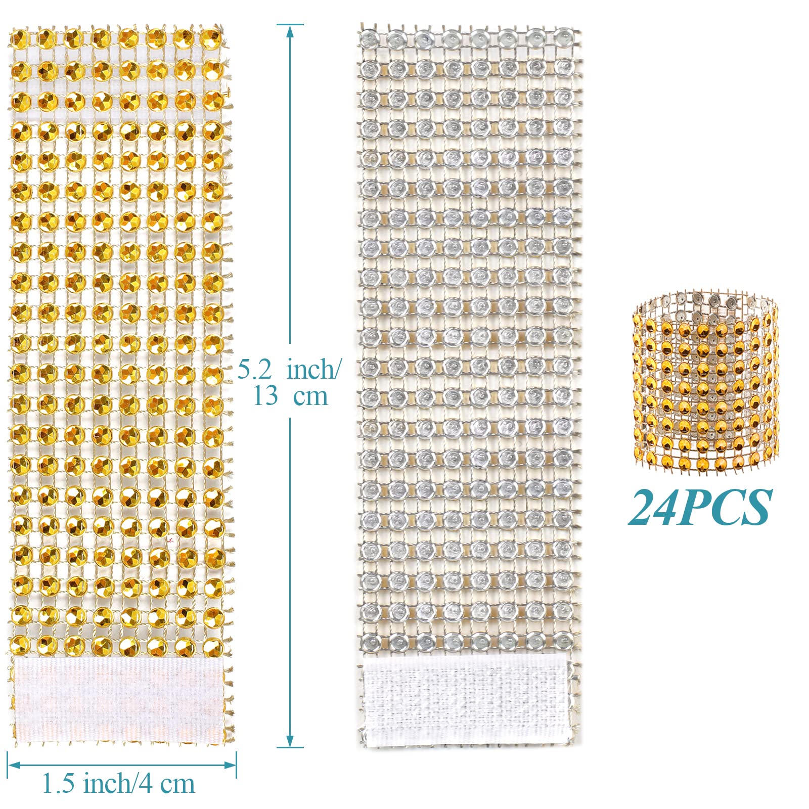 24Pack Napkin Rings, Gold Napkins Rings Plastic, Gold Napkin Holders For Anniversary, Birthday, Parties, Weddings And Dinners