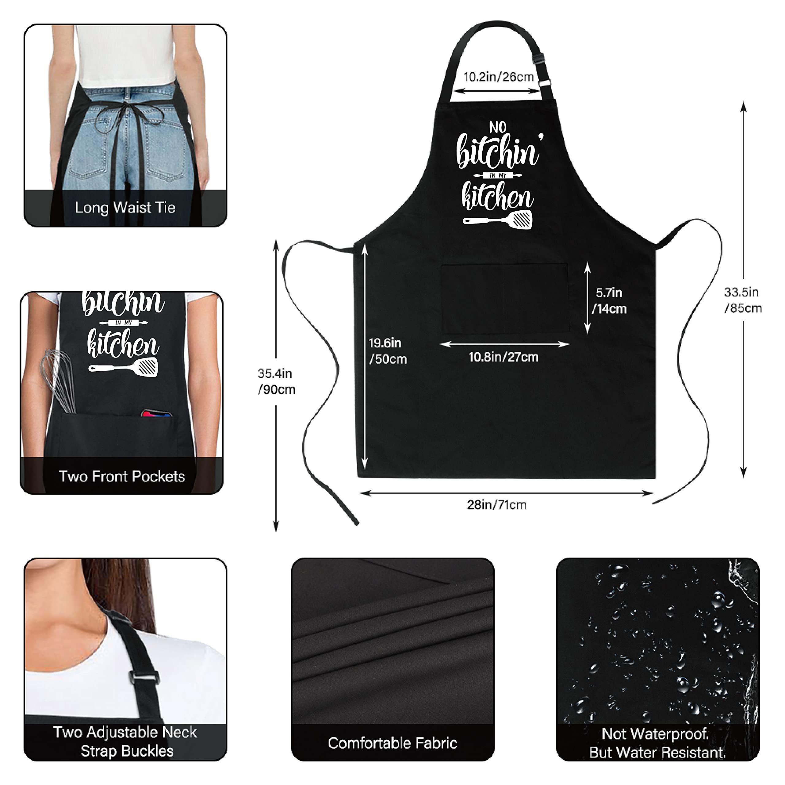 Xornis 100% Cotton Funny Apron For Women Men With 2 Pockets Kitchen Cooking Adjustable Chef Apron Gifts For Wife Husband Mother'