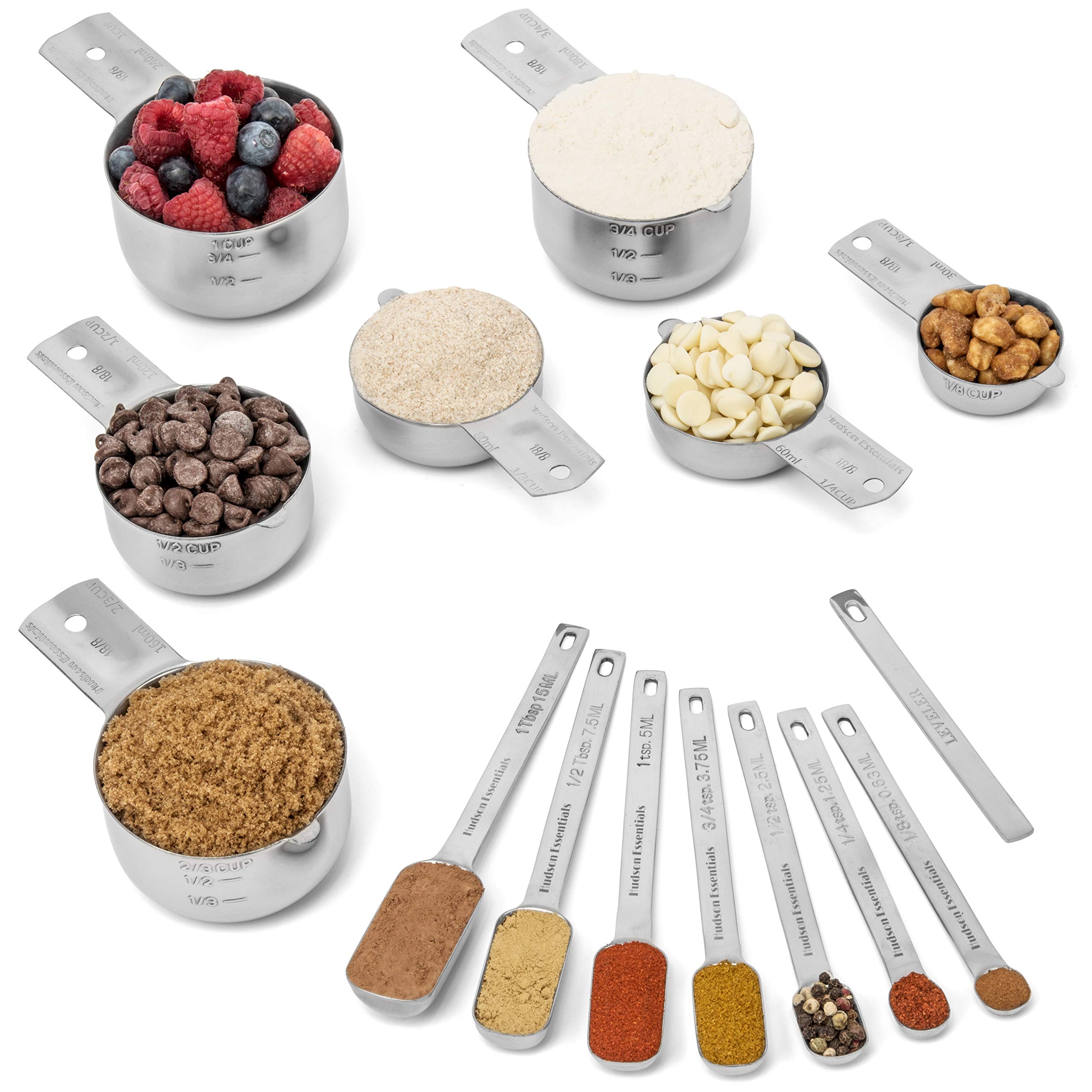 Hudson Essentials Stainless Steel Measuring Cups And Spoons Set (14 Piece Set)