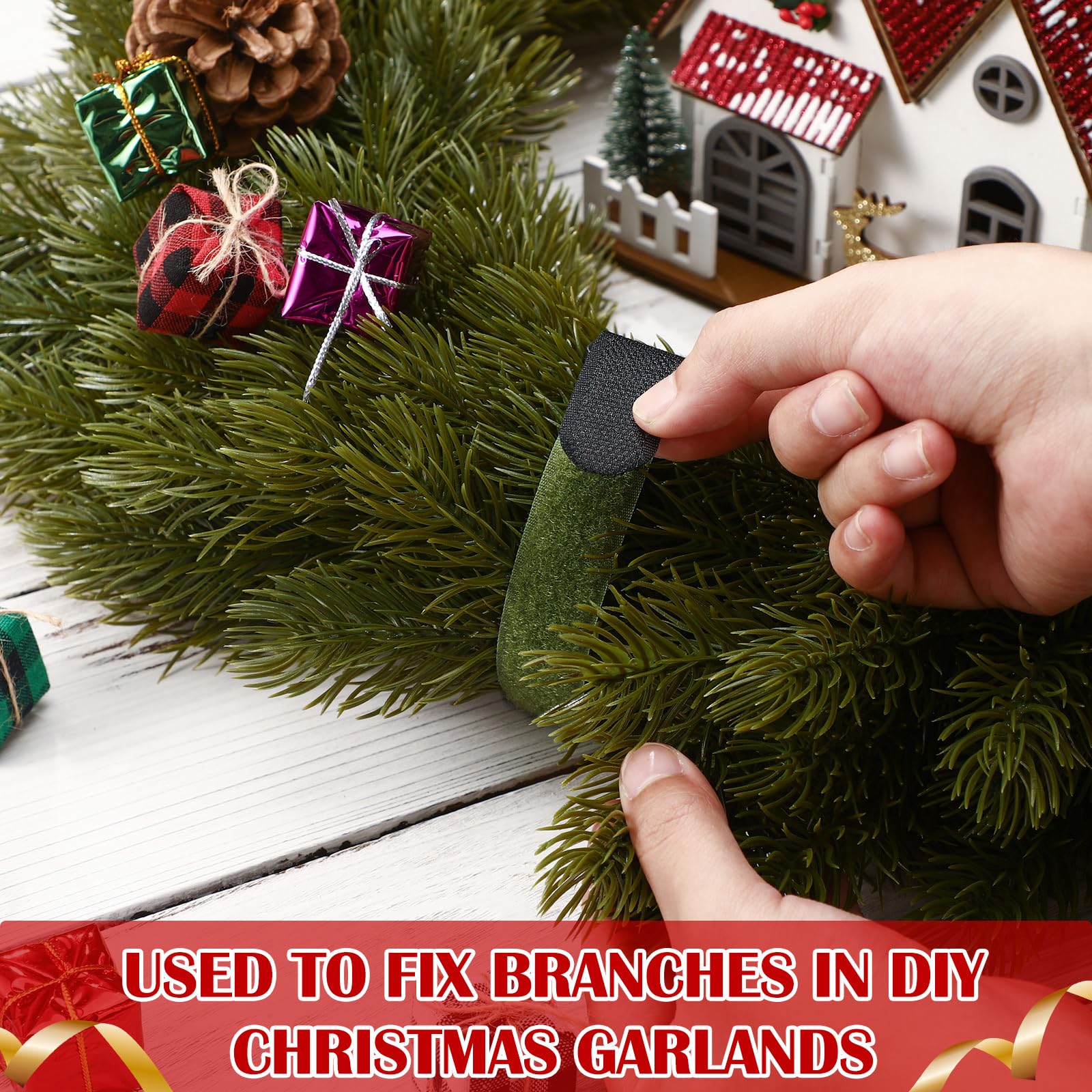 SATINIOR 50 Pcs 12inch Christmas Garland Ties Decorative Reusable and Flexible Banister Ties for Garland Wreath Christmas Light