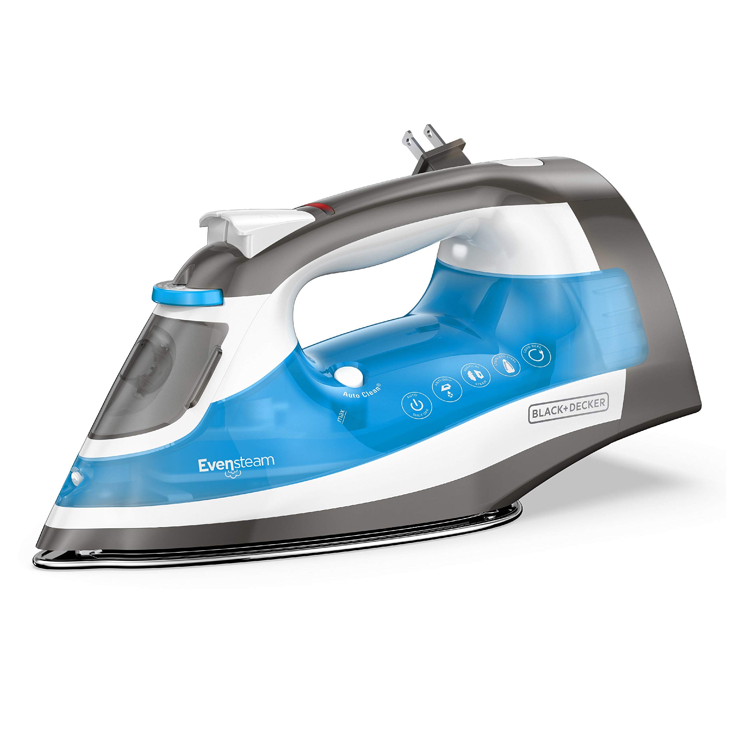 Black+Decker Icr19Xs One Step Steam Cord Reel Iron, Blue