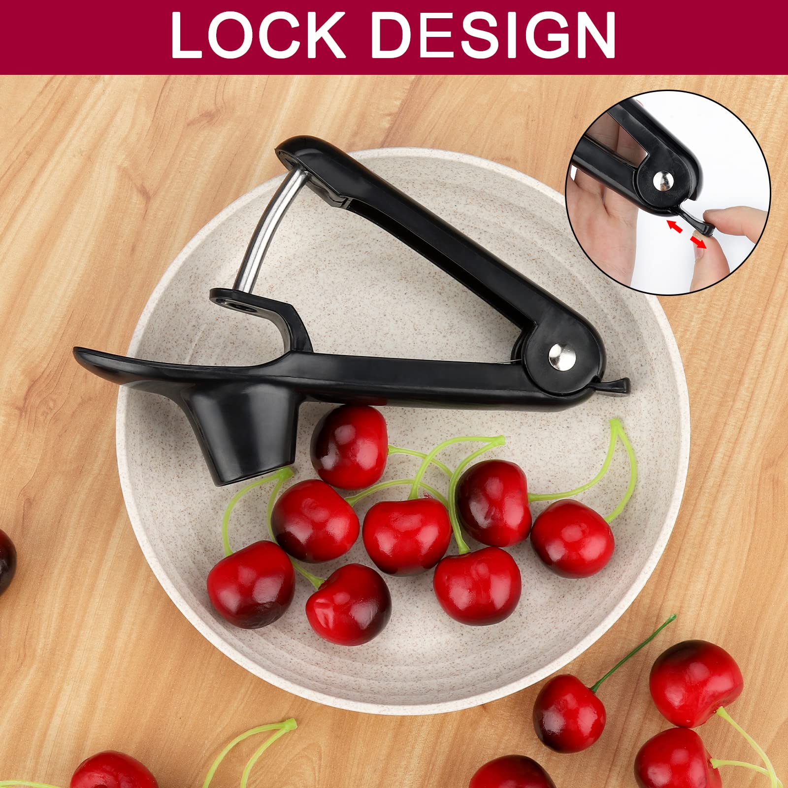 Firjuty Cherry Pitter - Heavy-Duty Olive And Cherry Pitters Corer Tool With Space-Saving Lock Design, Multi-Function Cherries St