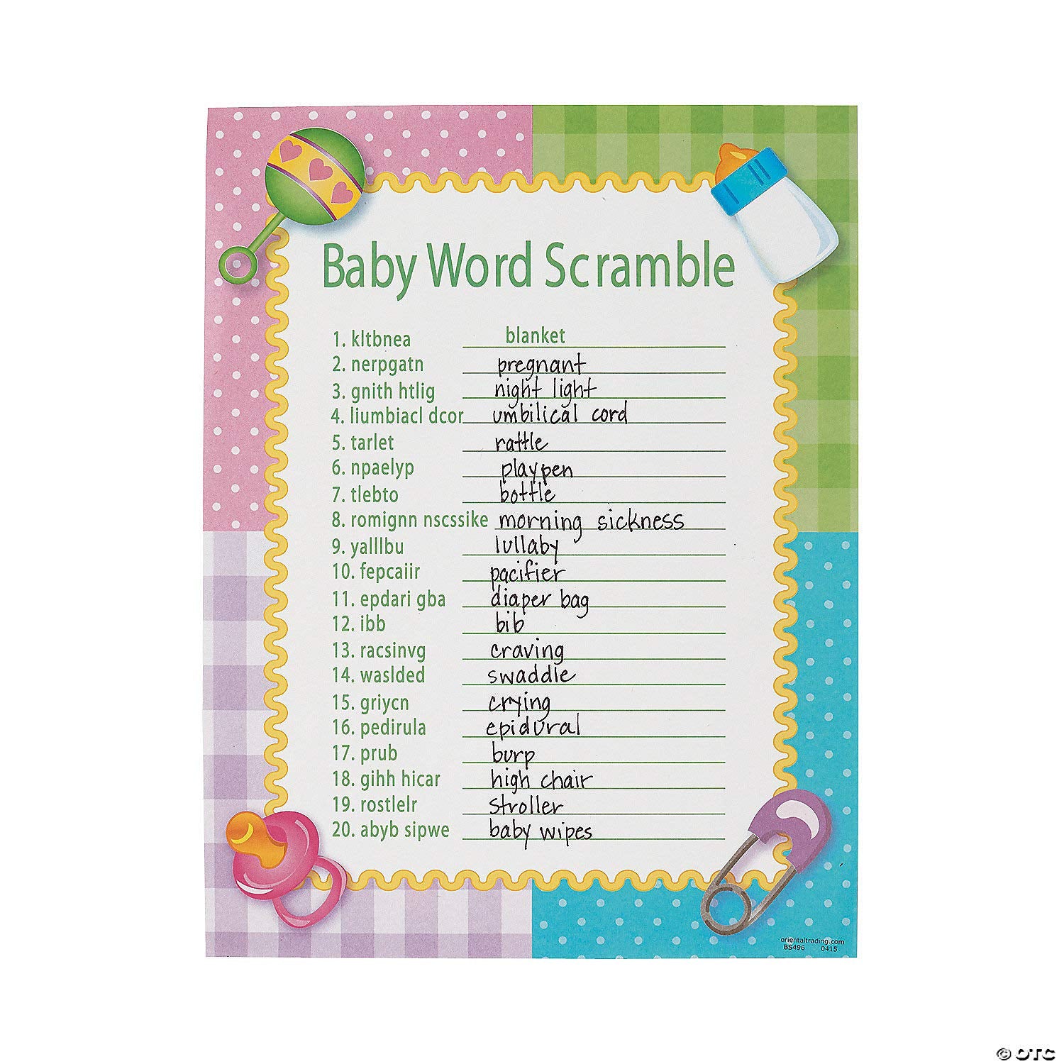 Baby Shower Word Scramble Game For Baby, 24 Playing Sheets - Baby Shower And Gender Reveal Party Games