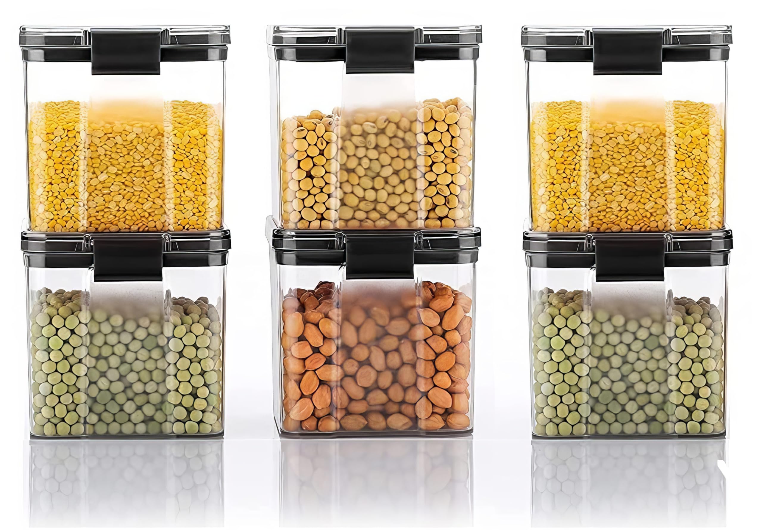 Kwer 700Ml Air Tight Container Set For Home Kitchen Items Storage Containers Set Food Containers (Plastic, Pack Of 12), Black