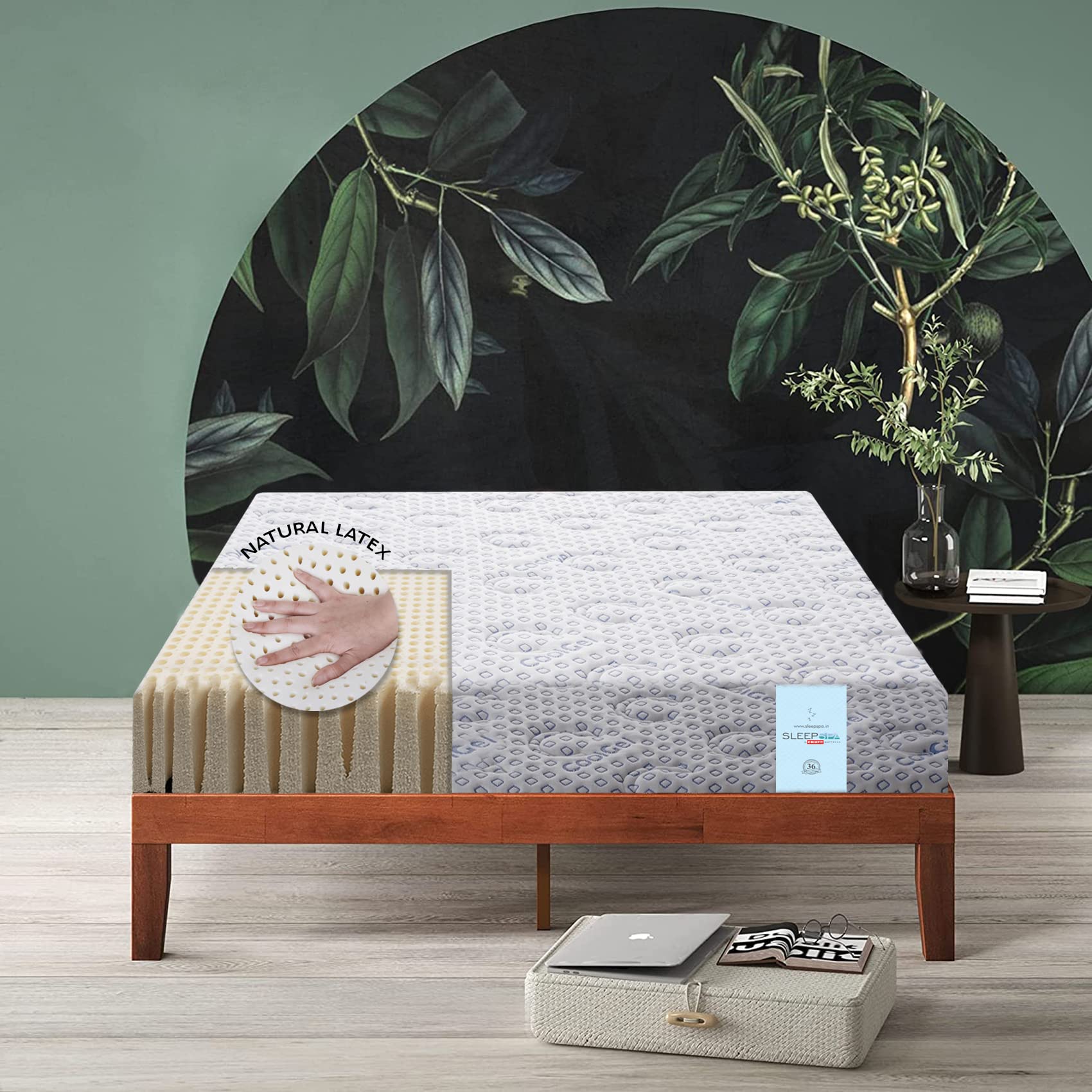 SLEEPSPA by Coir Fit Nirvana Plus 100% Organic Queen Size Orthopaedic & Oeko TEX Certified Natural ICY Cool Fabric Latex Medium 