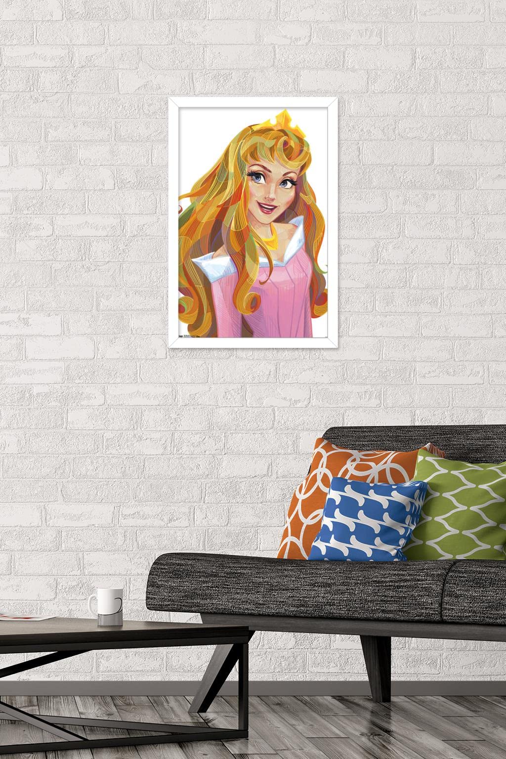 Trends International Disney Sleeping Beauty - Aurora - Stylized Wall Poster, 14.725'' X 22.375'', White Framed Version
