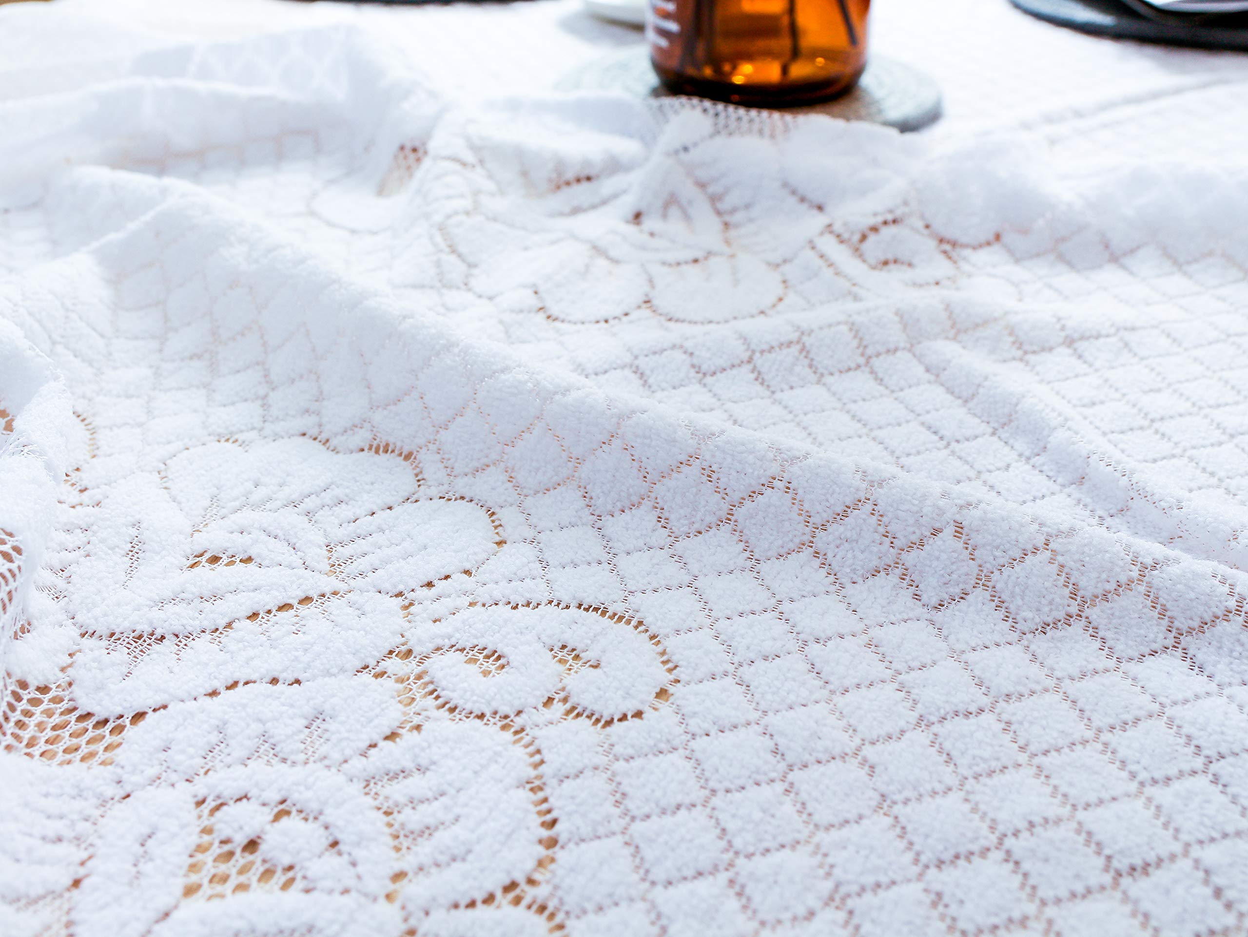 Gefeii White Lace Tablecloth Rectangular For Rectangle Table Crochet Lace Tablecloths Oblong Lace Table Covers 60''X104'' For Ki