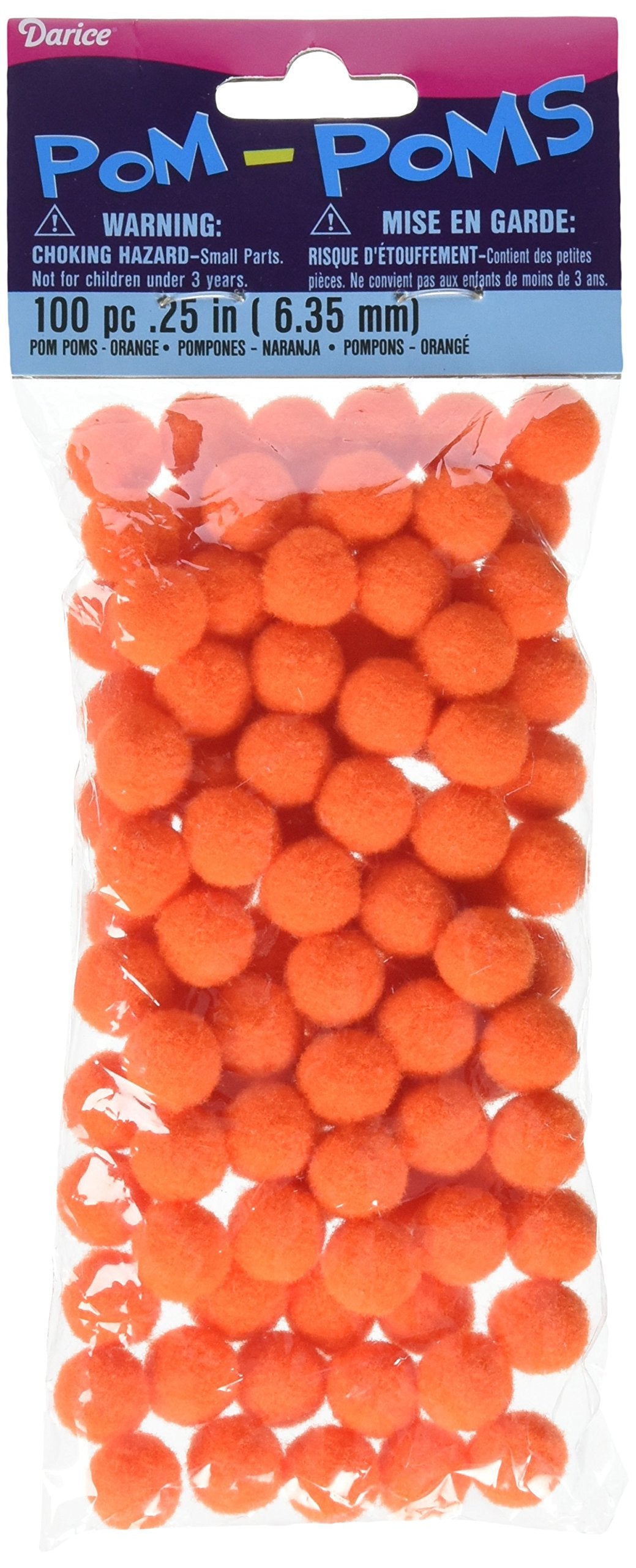 Pom Poms .25'' 100/Pkg-Orange