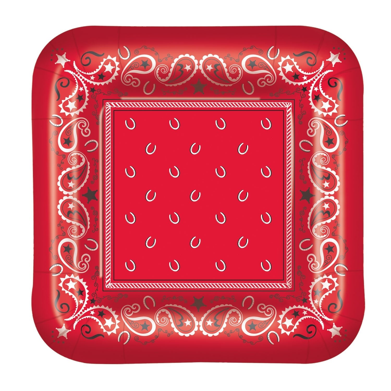 Beistle Red Bandana Dinner Plates 8 Count
