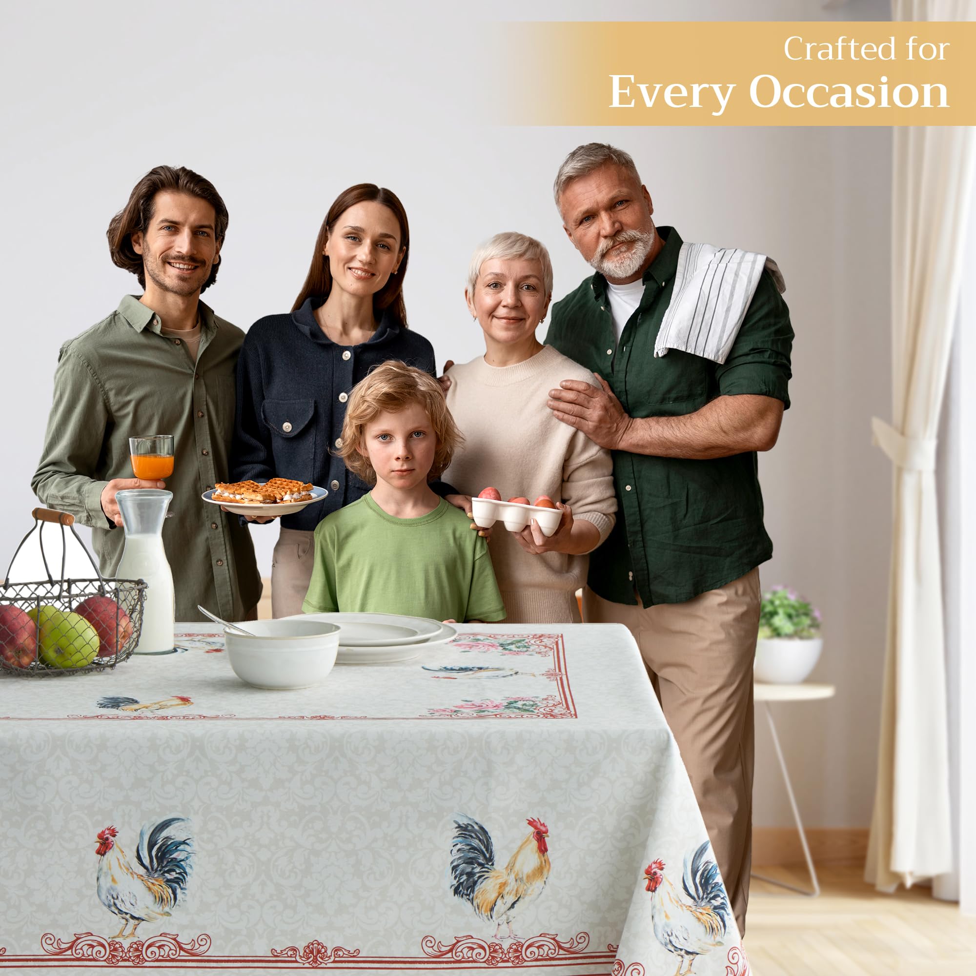 Maison D' Hermine Tablecloth 100% Cotton 60X90 Washable Rectangle Table Cover Decorative Tablecloths For Dining, Buffet Part