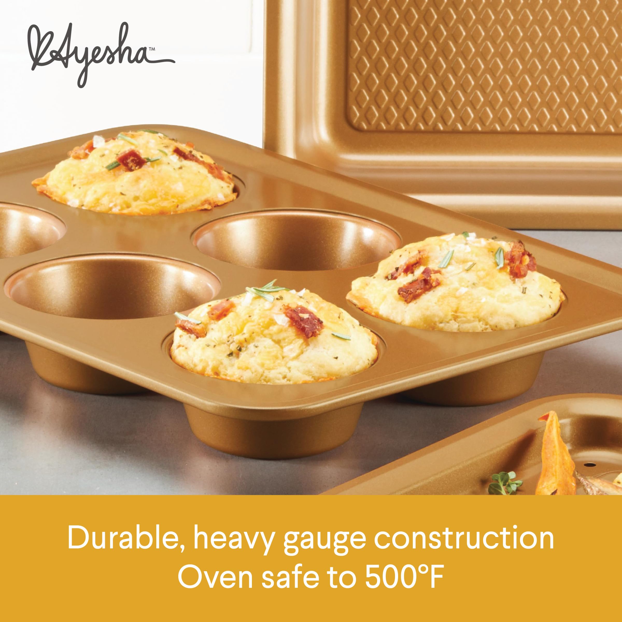 Ayesha Curry Nonstick Bakeware Toaster Oven Set With Nonstick Baking Pan, Cookie Sheet / Baking Sheet And Muffin Pan / Cupcake P
