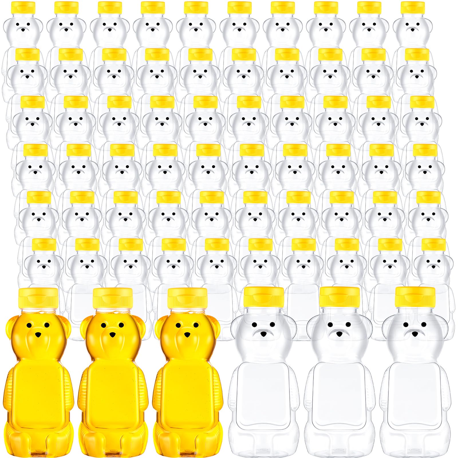 Thenshop 60 Pcs Plastic Bear Honey Bottle Jars Bulk 12 Oz Honey Squeeze Bottle Empty With Flip Top Lid Containers Honey Bear Bea