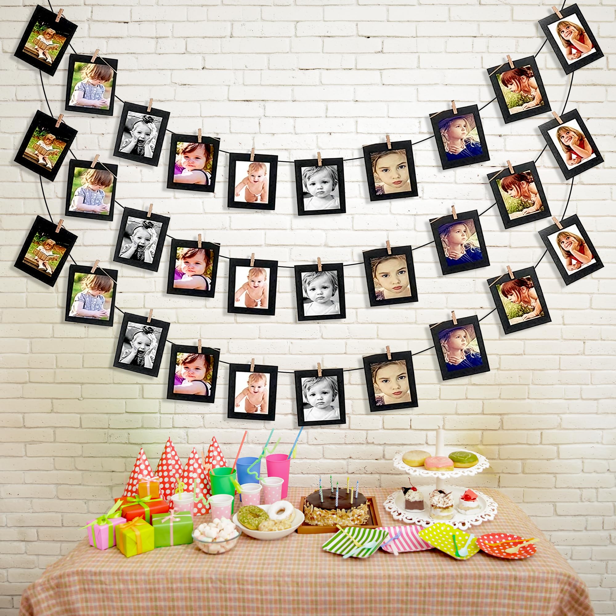 Party Propz Paper Photo Frame - 10 Pcs 5X7 Kraft Paper Picture Frames Diy Cardboard Photo Frames With Wood Clips And Jute Twine 
