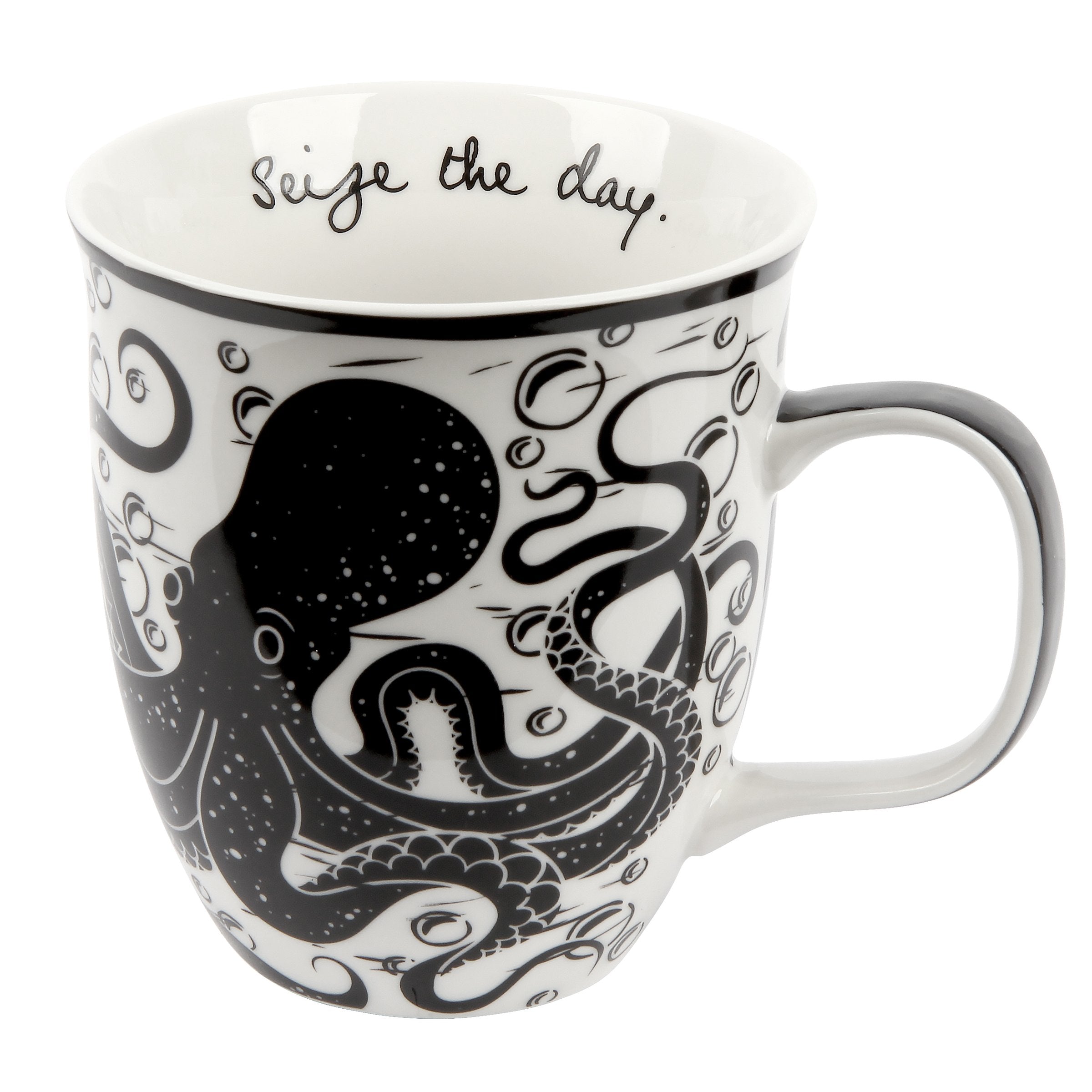 Karma Gifts 16 Oz Black And White Boho Mug Octopus - Cute Coffee And Tea Mug - Ceramic Coffee Mugs For Women And Men
