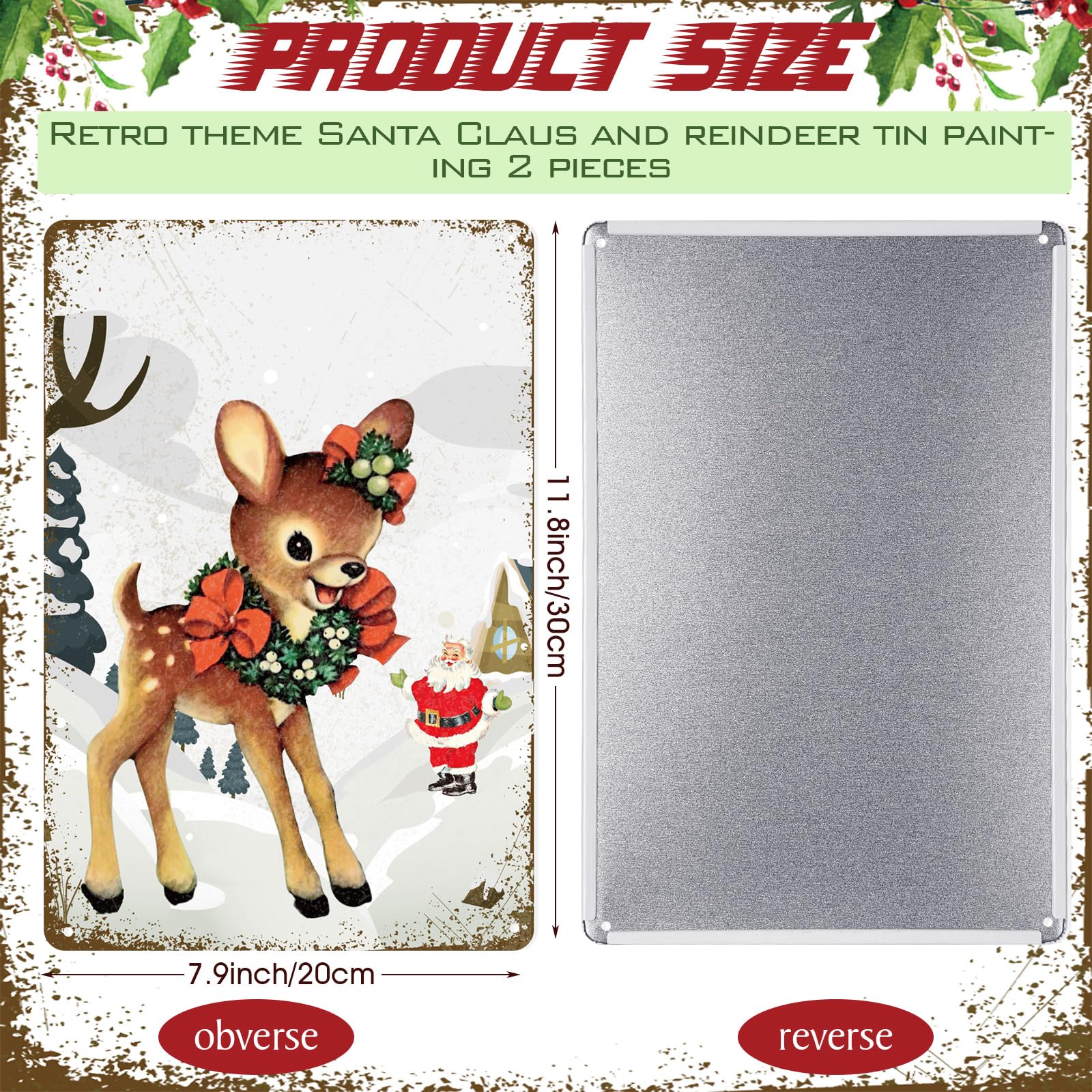 Christmas Vintage Decor Santa s Workshop Reindeer Metal Signs Plaque Retro Christmas Wall Art Decor Funny Vintage Santa Reindeer