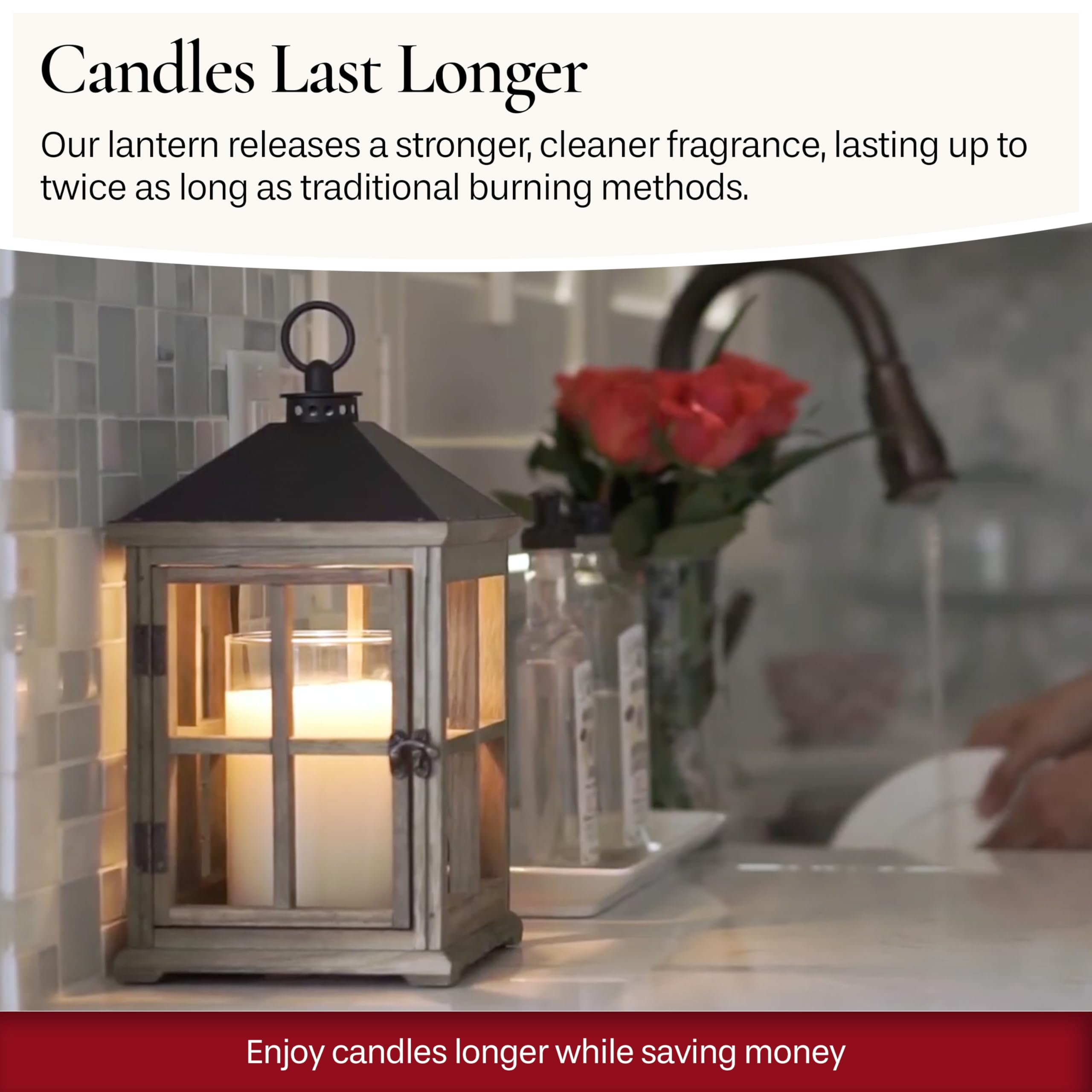 Candle Warmers Etc. White Wooden Farmhouse Candle Warmer Lantern - for Top-Down Warming & Flame-Free Fragrance